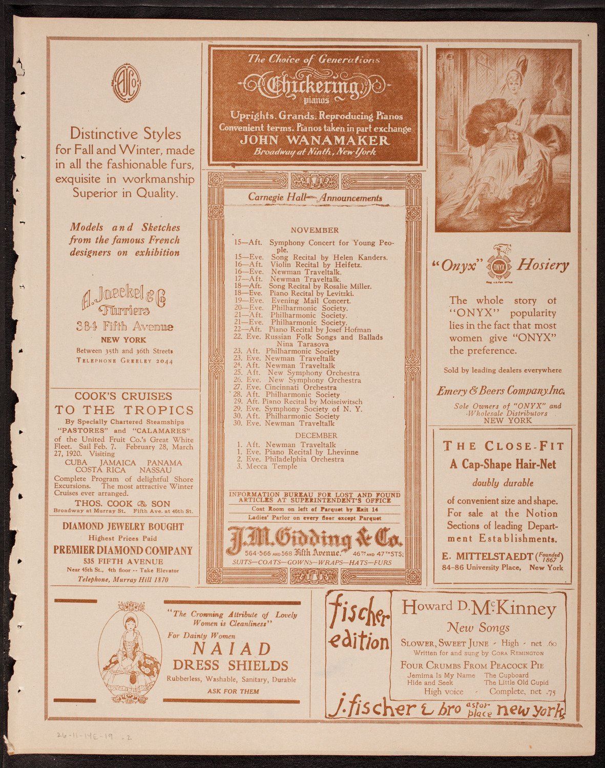 John Powell, Piano, November 14, 1919, program page 3