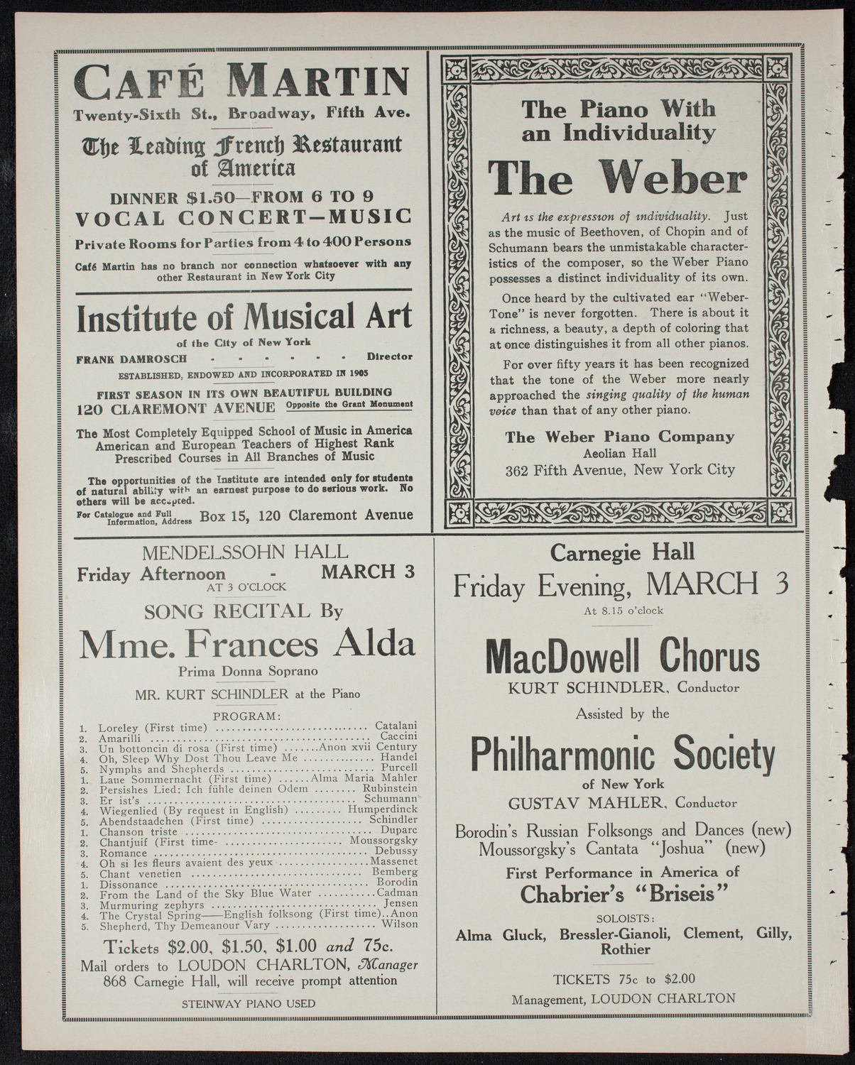 Hans Ellenson with Cornelia Rider Possart and the Volpe Symphony Orchestra, February 22, 1911, program page 6