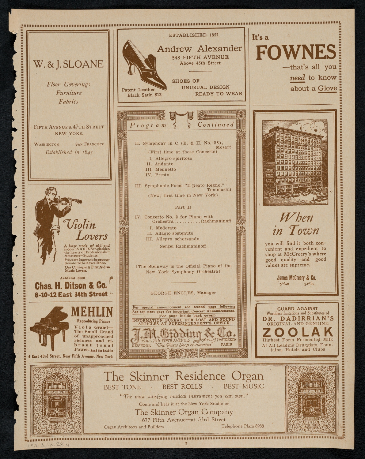 New York Symphony Orchestra, March 1, 1923, program page 7
