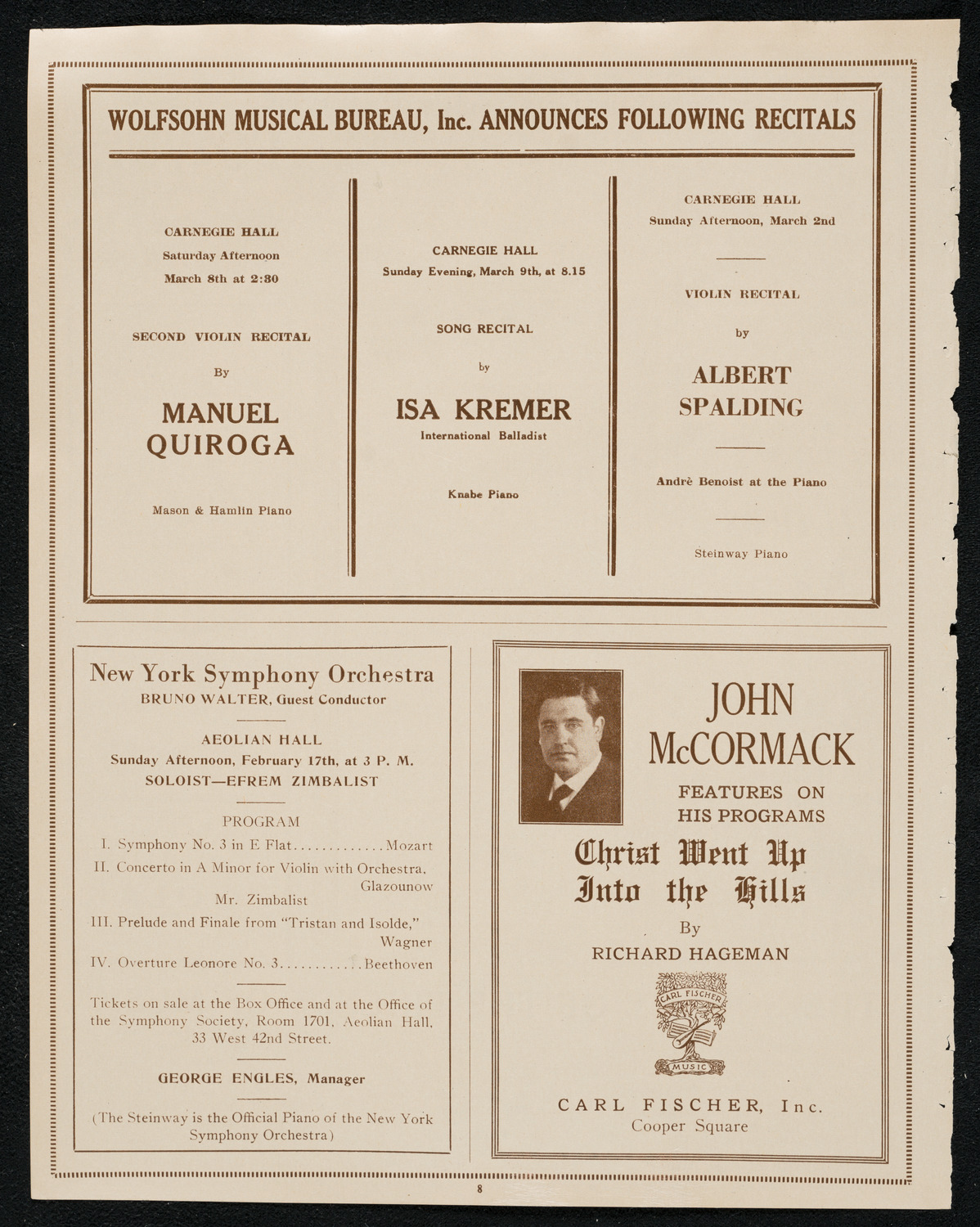 State Symphony Orchestra of New York, February 13, 1924, program page 8