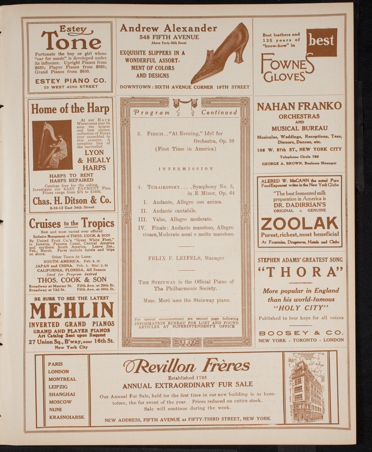New York Philharmonic, January 21, 1916, program page 7