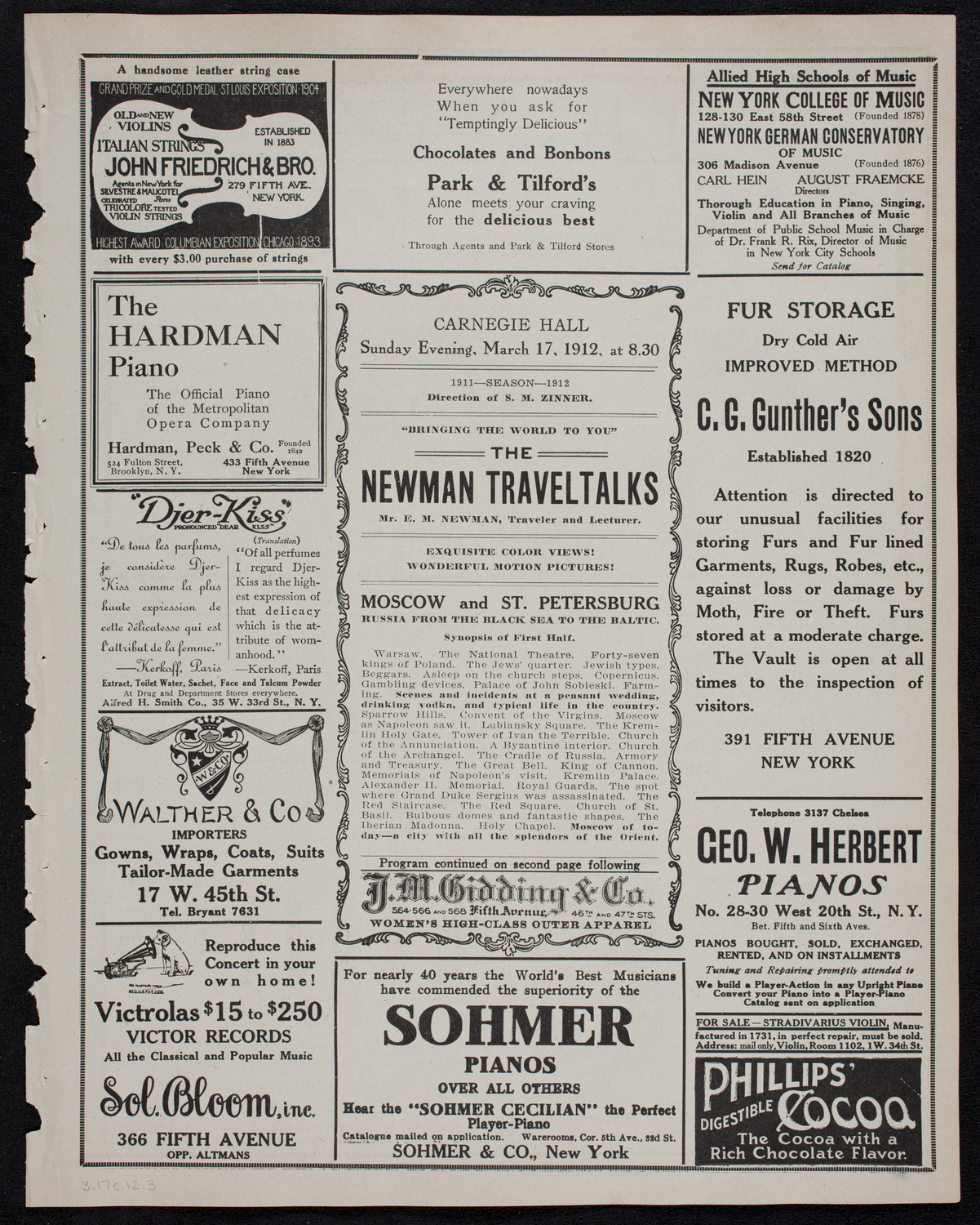 Newman Traveltalks: Moscow and St. Petersburg, March 17, 1912, program page 5