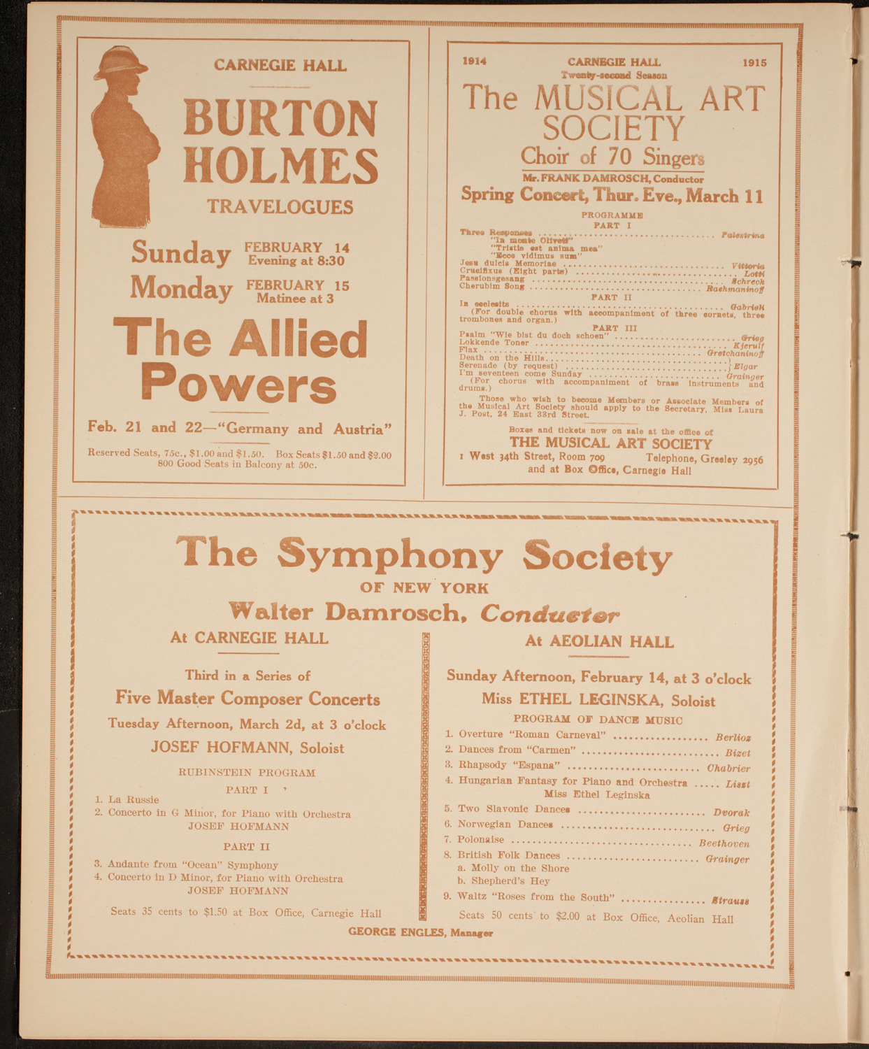 New York Symphony Orchestra, February 10, 1915, program page 8