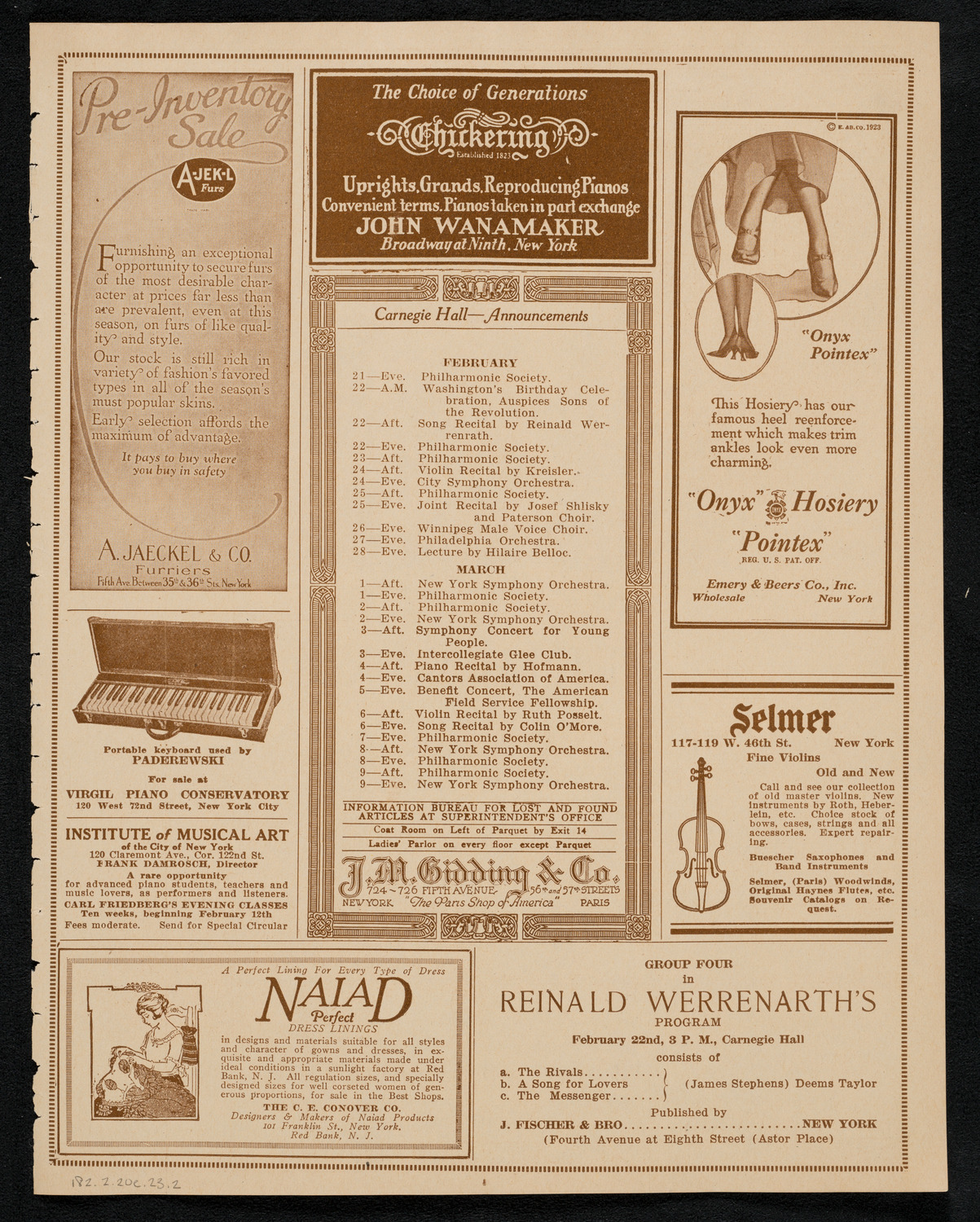 Ethel Leginska, Piano, February 20, 1923, program page 3