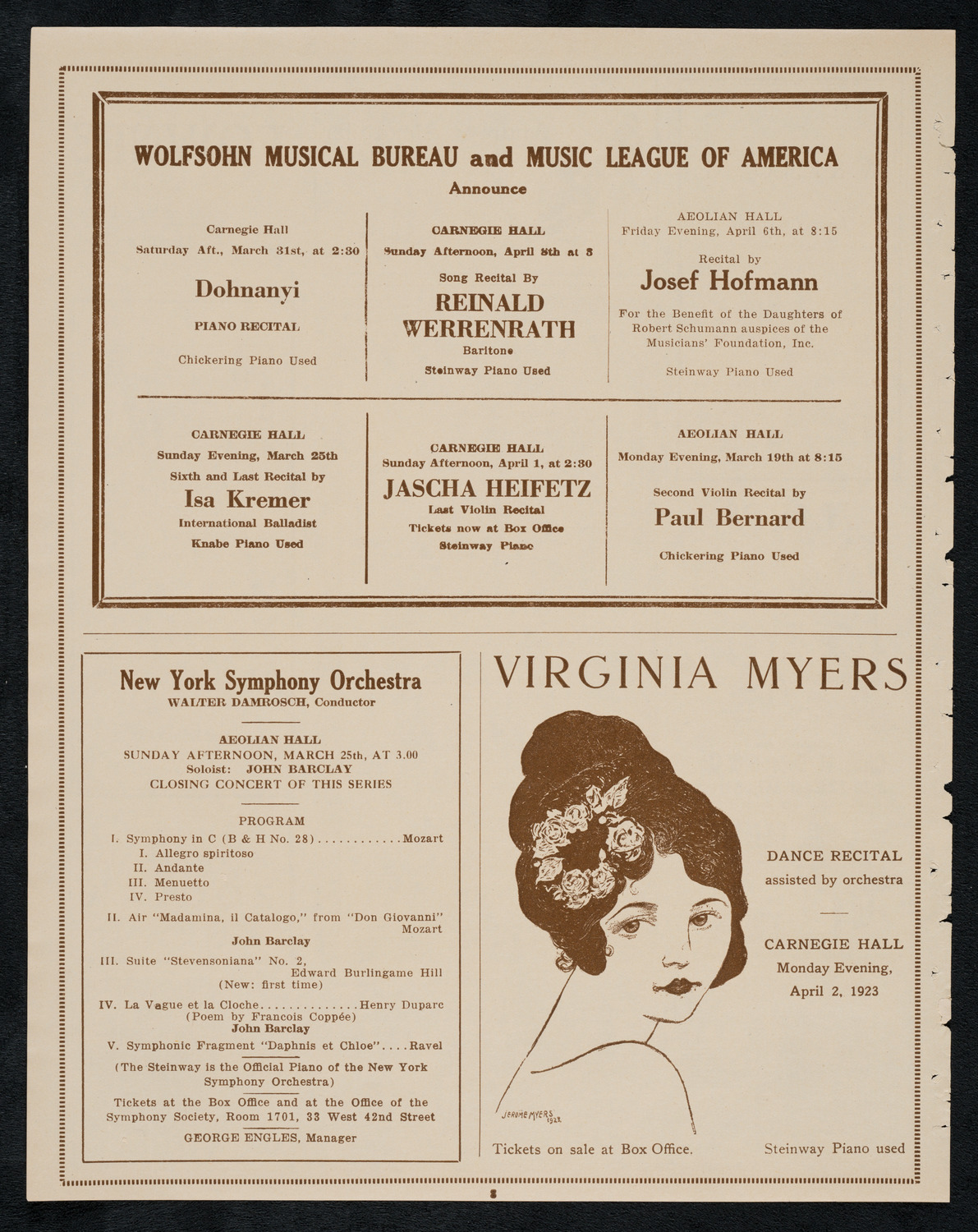 New York Philharmonic, March 22, 1923, program page 8