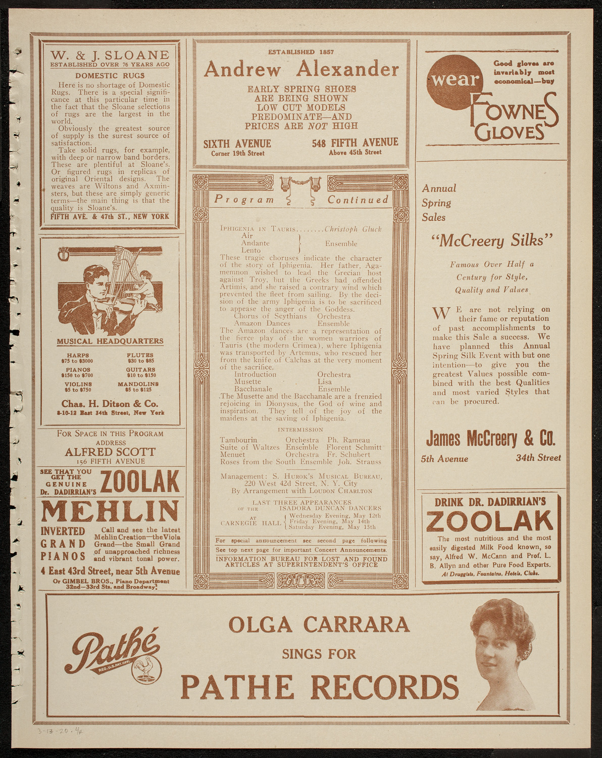 Isadora Duncan Dancers, March 13, 1920, program page 7
