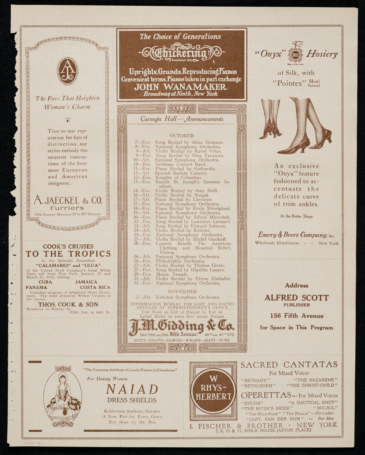 Jenny Lind Centennial Concert, October 6, 1920, program page 3