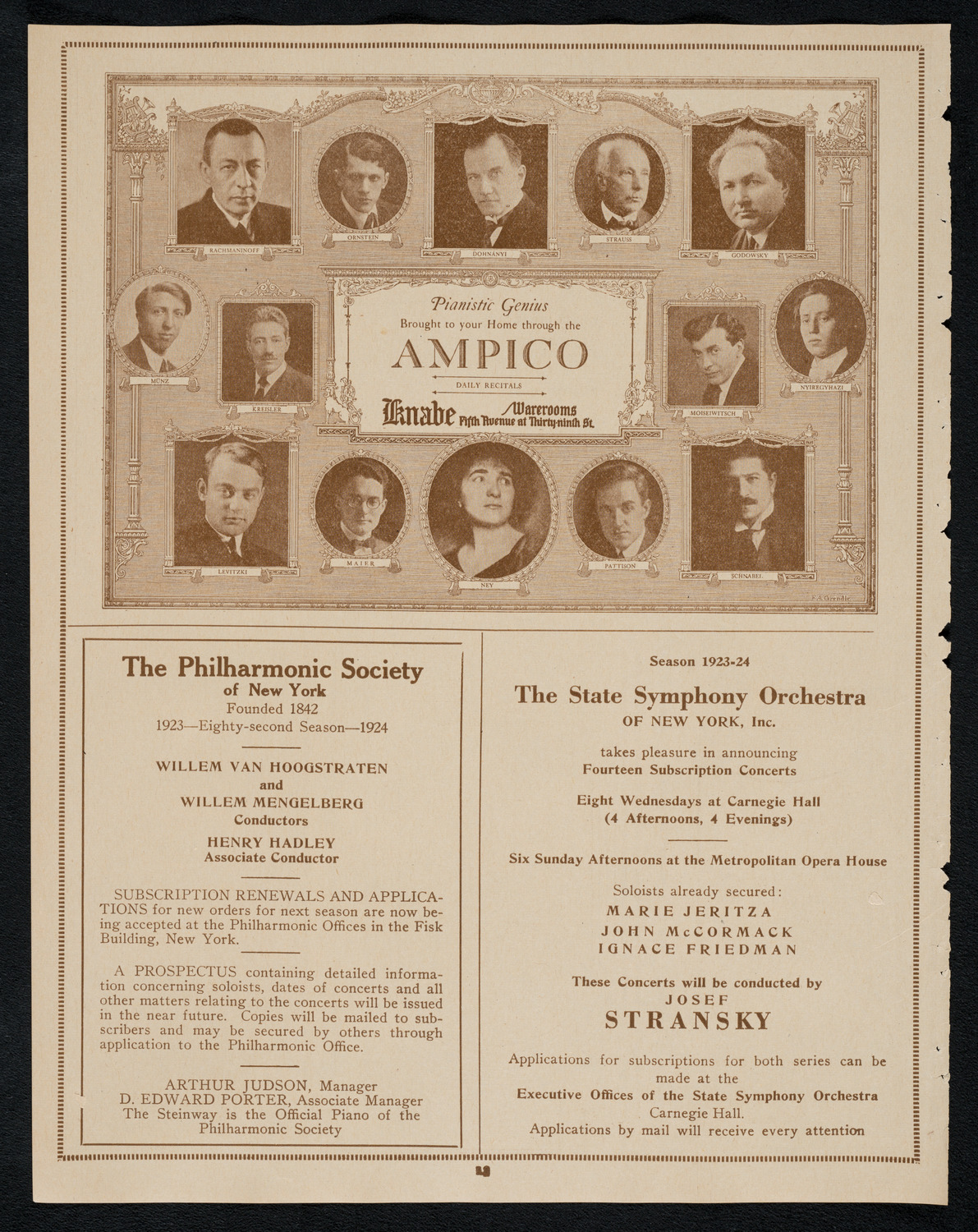 Ignacy Jan Paderewski, Piano, April 22, 1923, program page 12