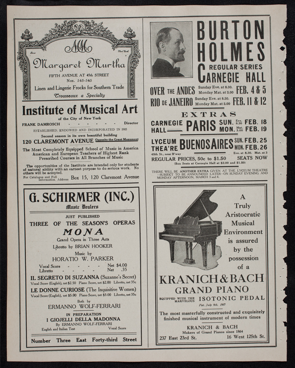 Lecture by Father Bernard Vaughan, January 31, 1912, program page 6