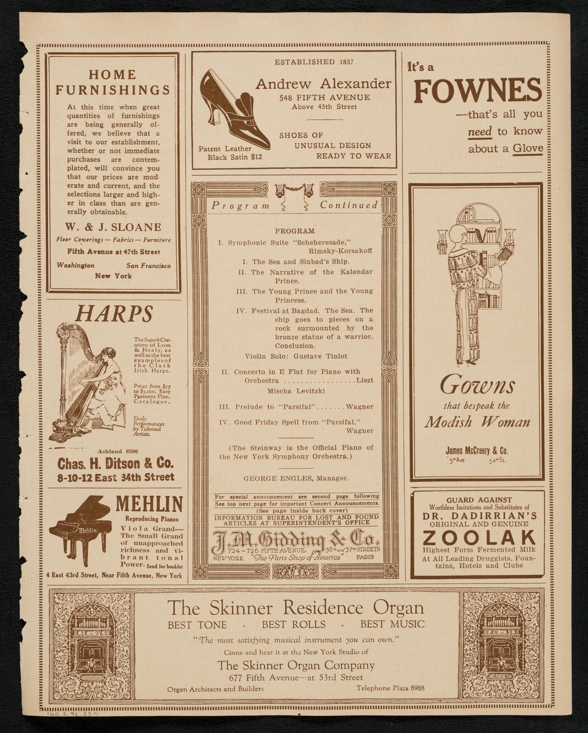 New York Symphony Orchestra, February 9, 1923, program page 7