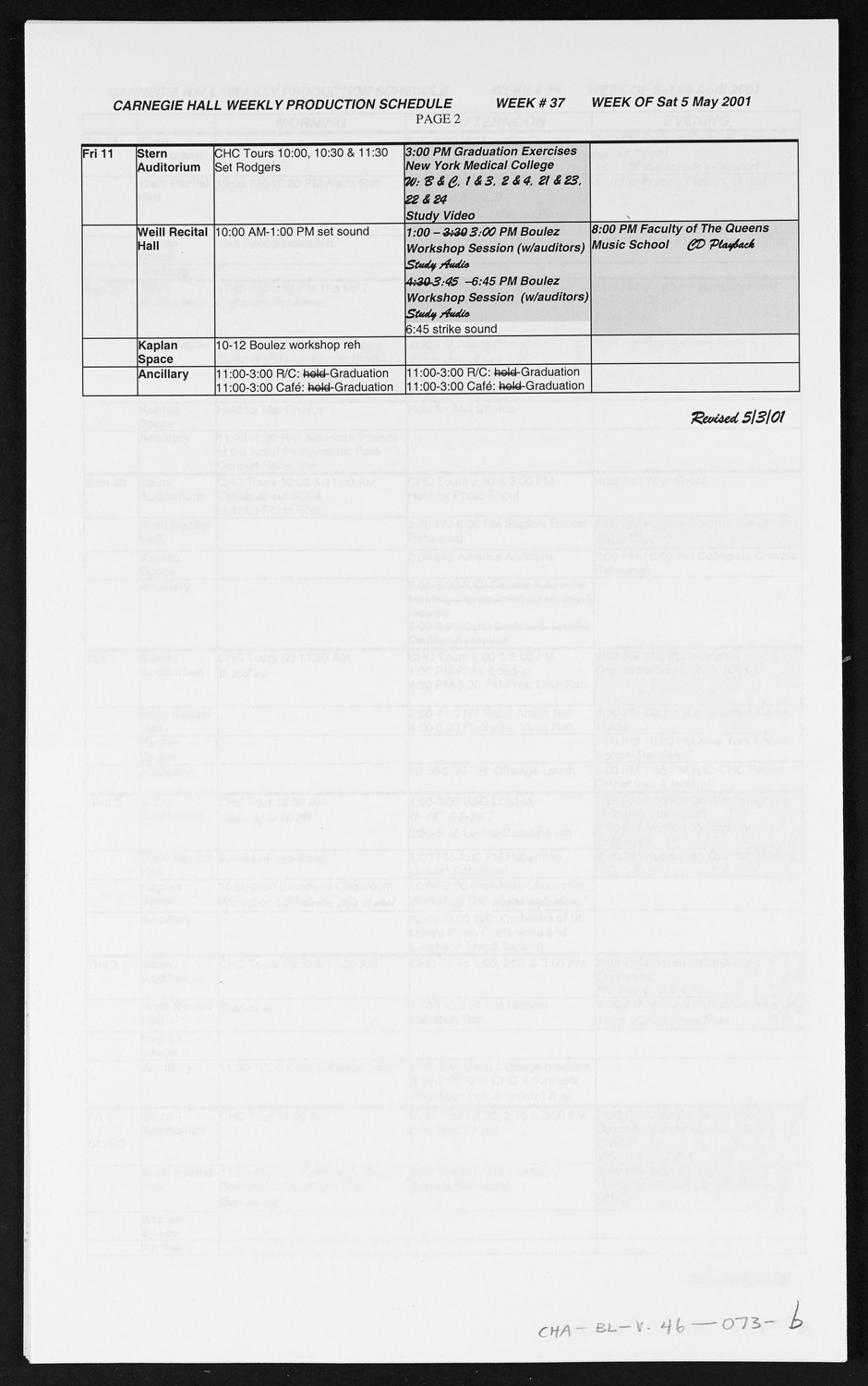 Carnegie Hall Booking Ledger, volume 46, page 73b