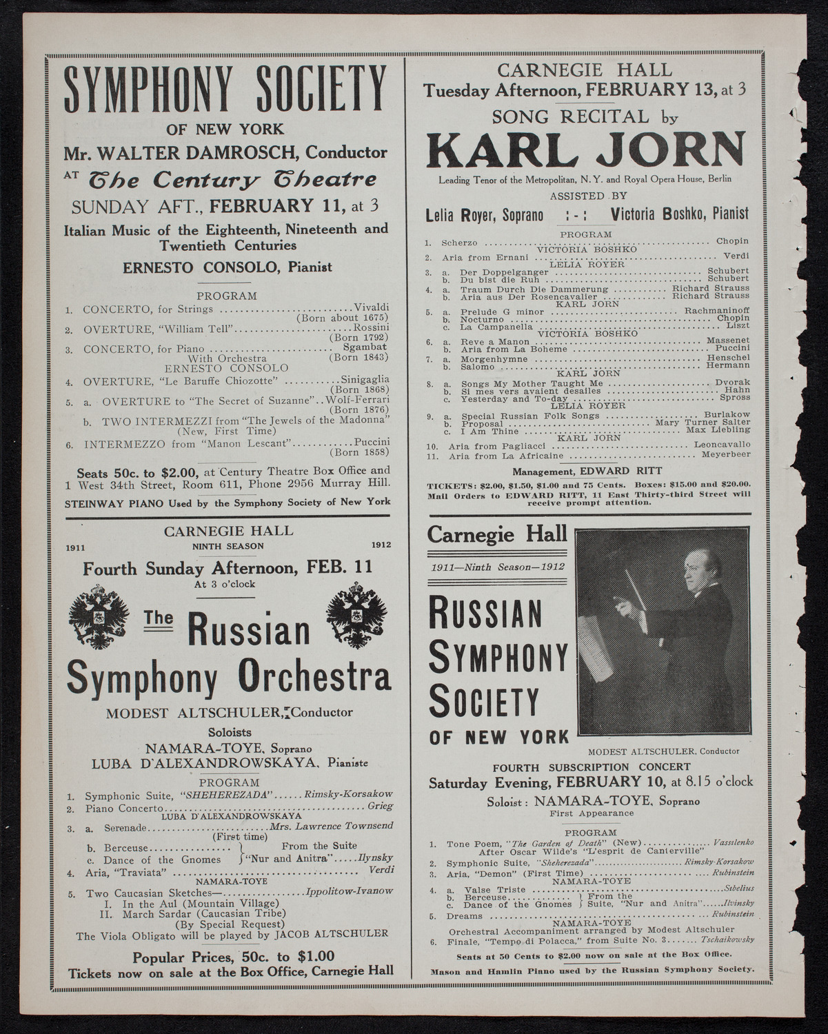 New York Symphony Orchestra: Concert in Memory of Samuel S. Sanford, February 6, 1912, program page 10