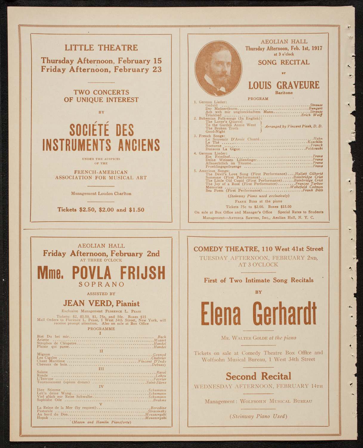 Schola Cantorum of New York, January 31, 1917, program page 10