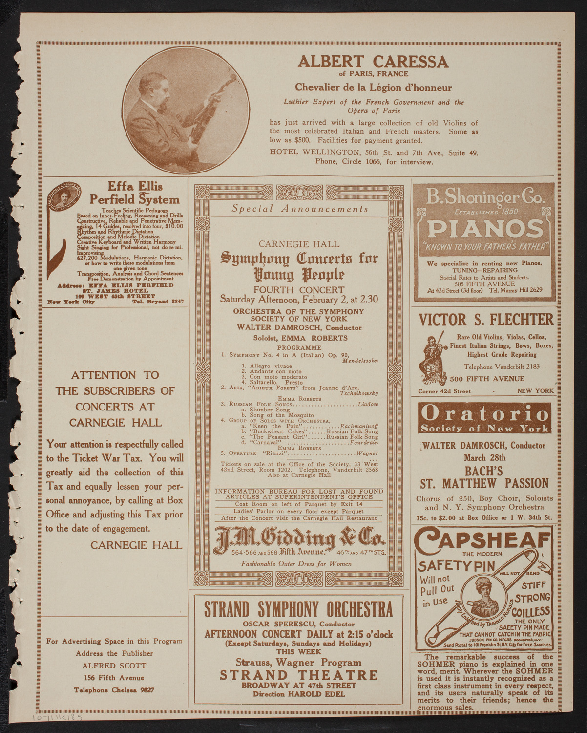 Lecture by Private Harold R. Peat, January 11, 1918, program page 9