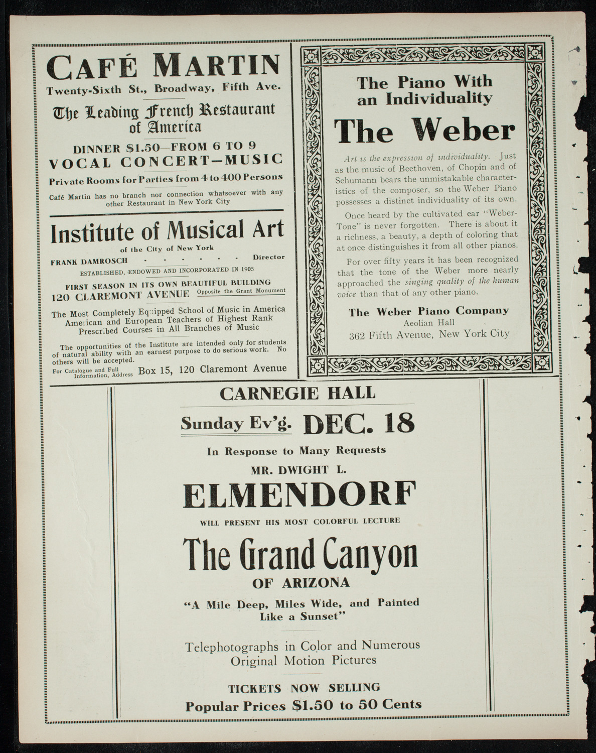 Elmendorf Lecture: Paris, December 12, 1910, program page 6