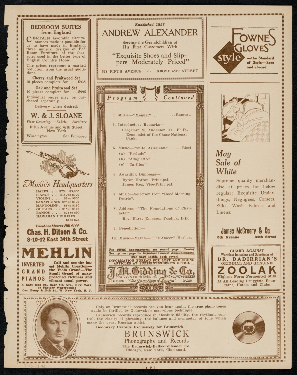 Graduation: Packard Commercial School, May 25, 1922, program page 7