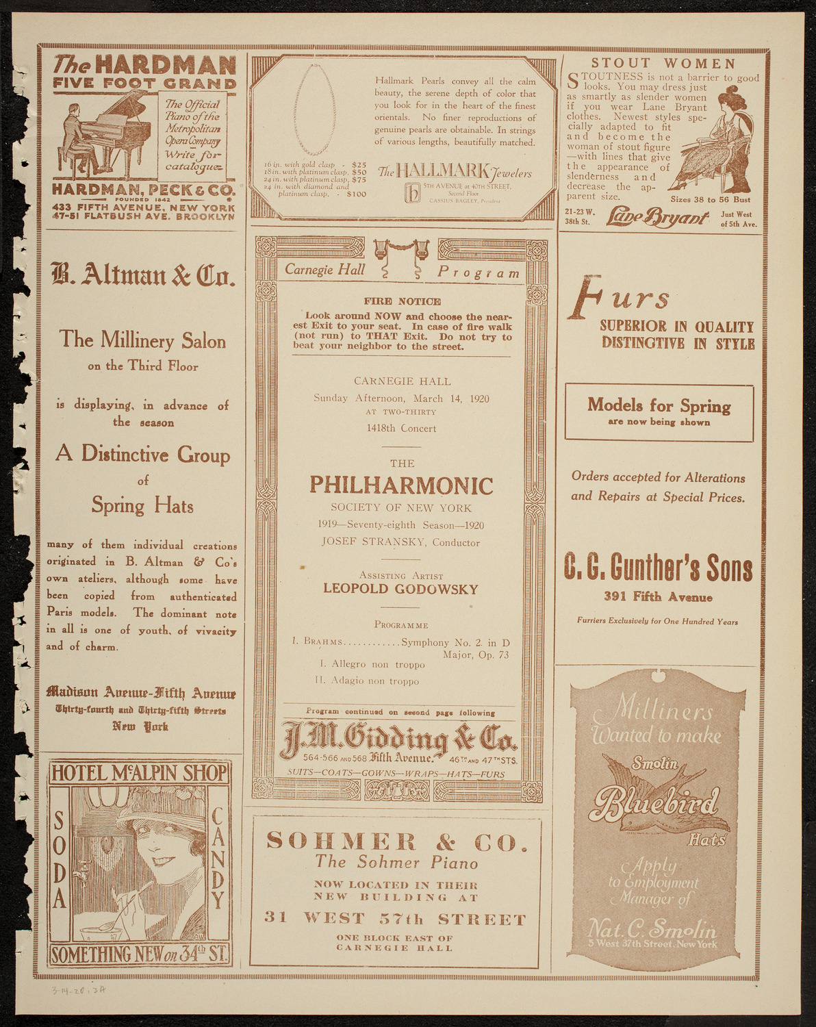 New York Philharmonic, March 14, 1920, program page 5