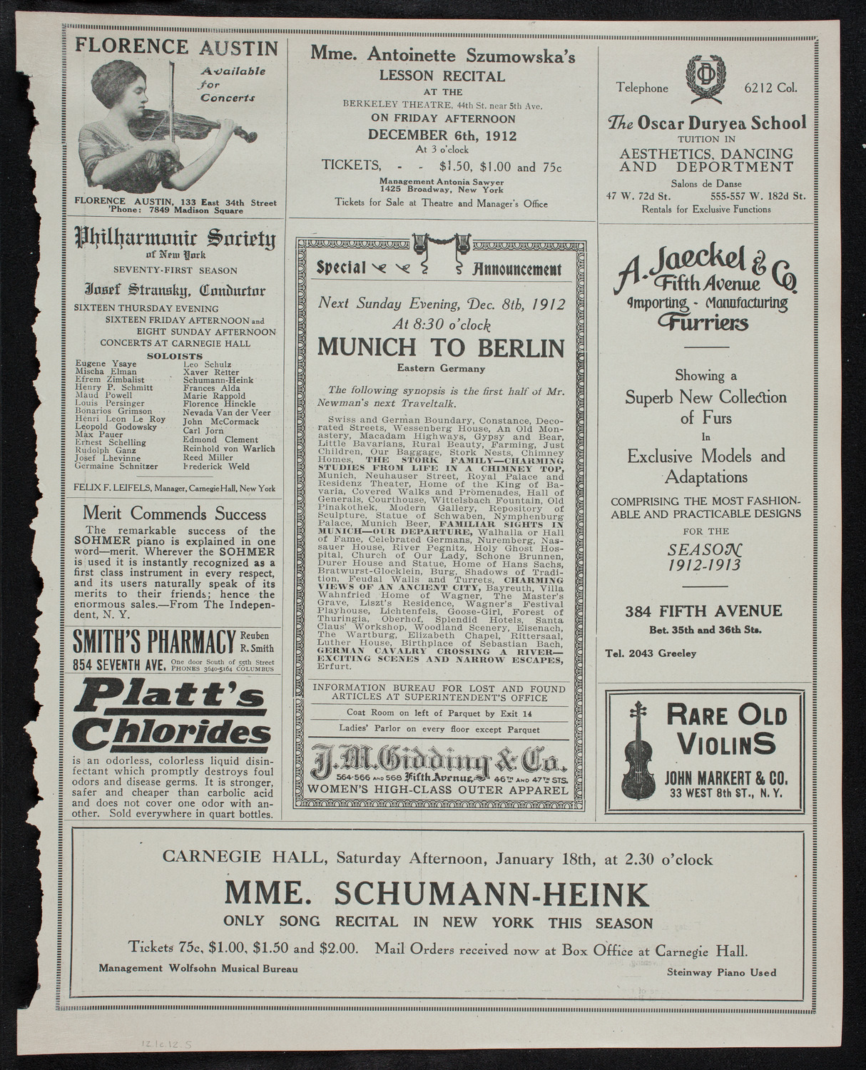 Newman Traveltalks: Switzerland, December 1, 1912, program page 9