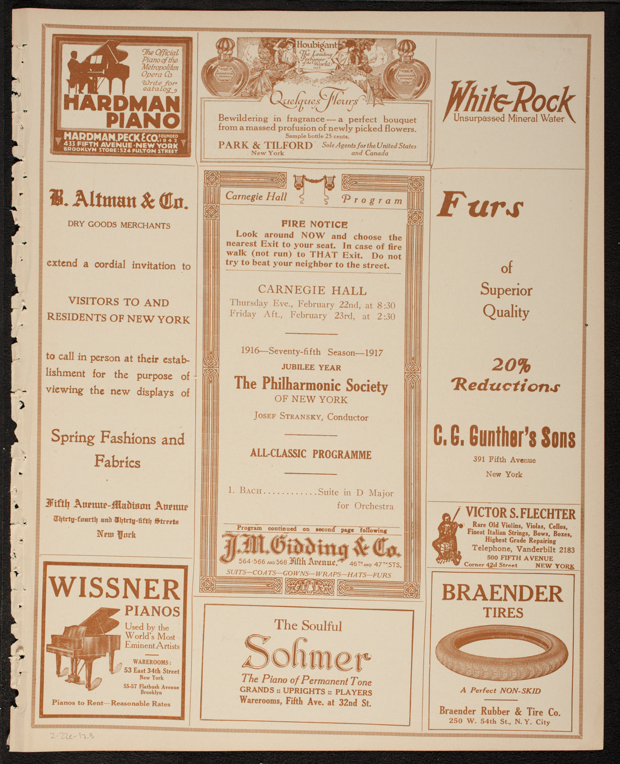 New York Philharmonic, February 22, 1917, program page 5