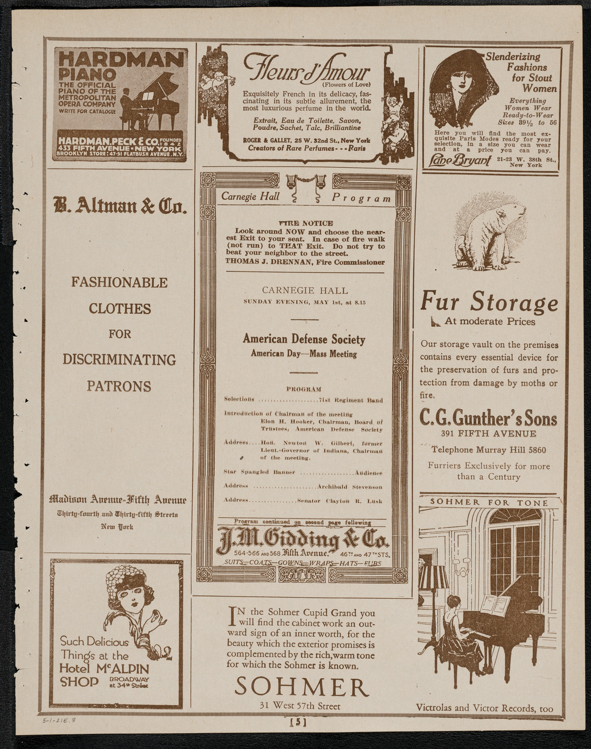 Meeting: American Defense Society, May 1, 1921, program page 5