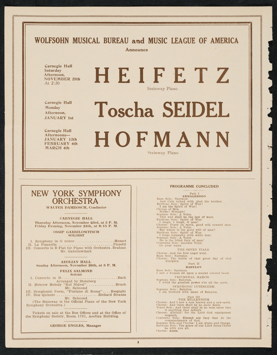 Oratorio Society of New York, November 22, 1922, program page 8