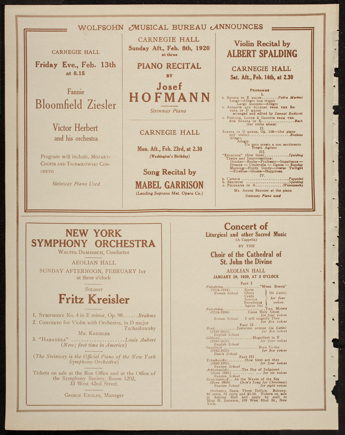 Baroness Leja de Torinoff, Soprano, January 27, 1920, program page 8