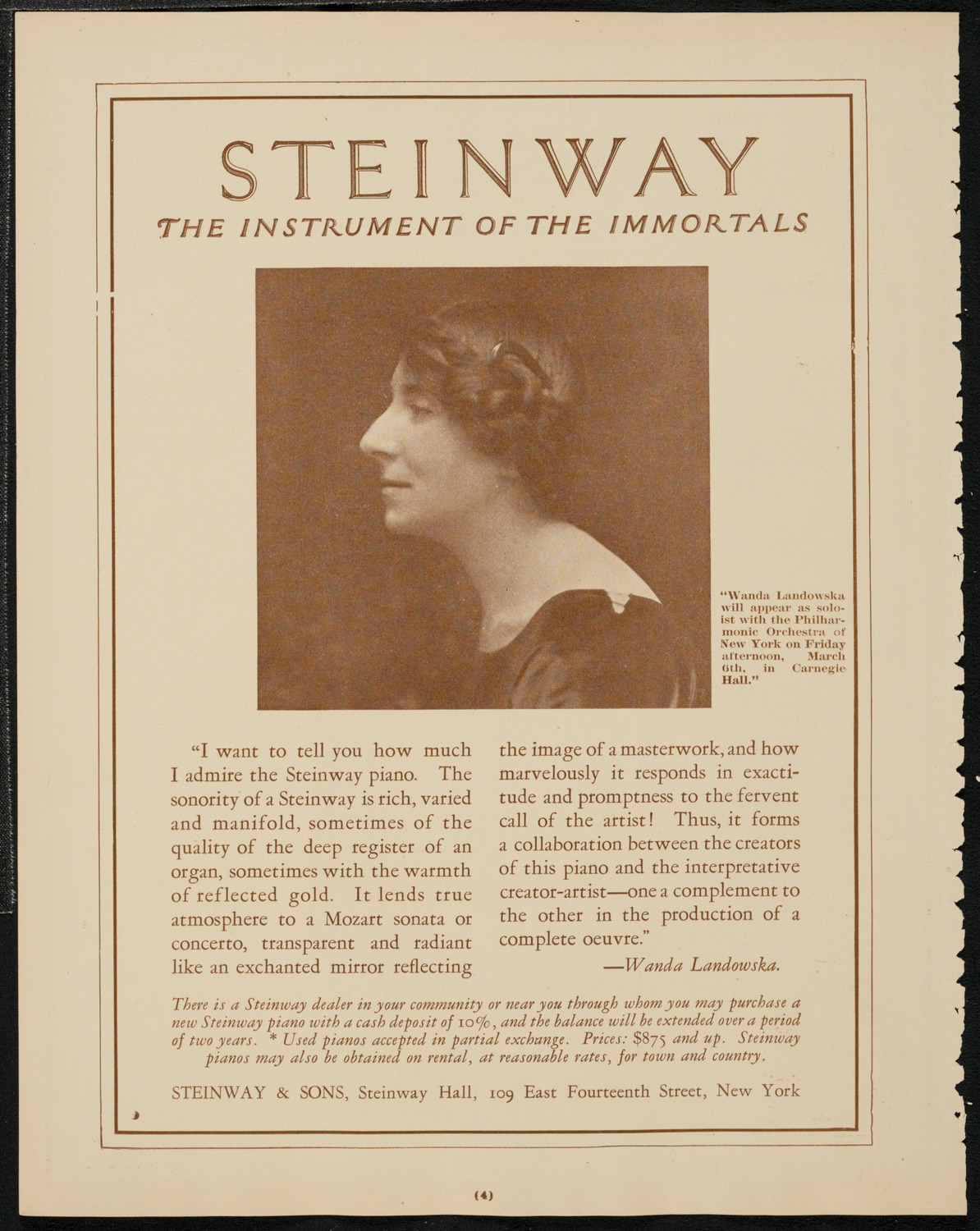 New York Philharmonic, March 5, 1925, program page 4