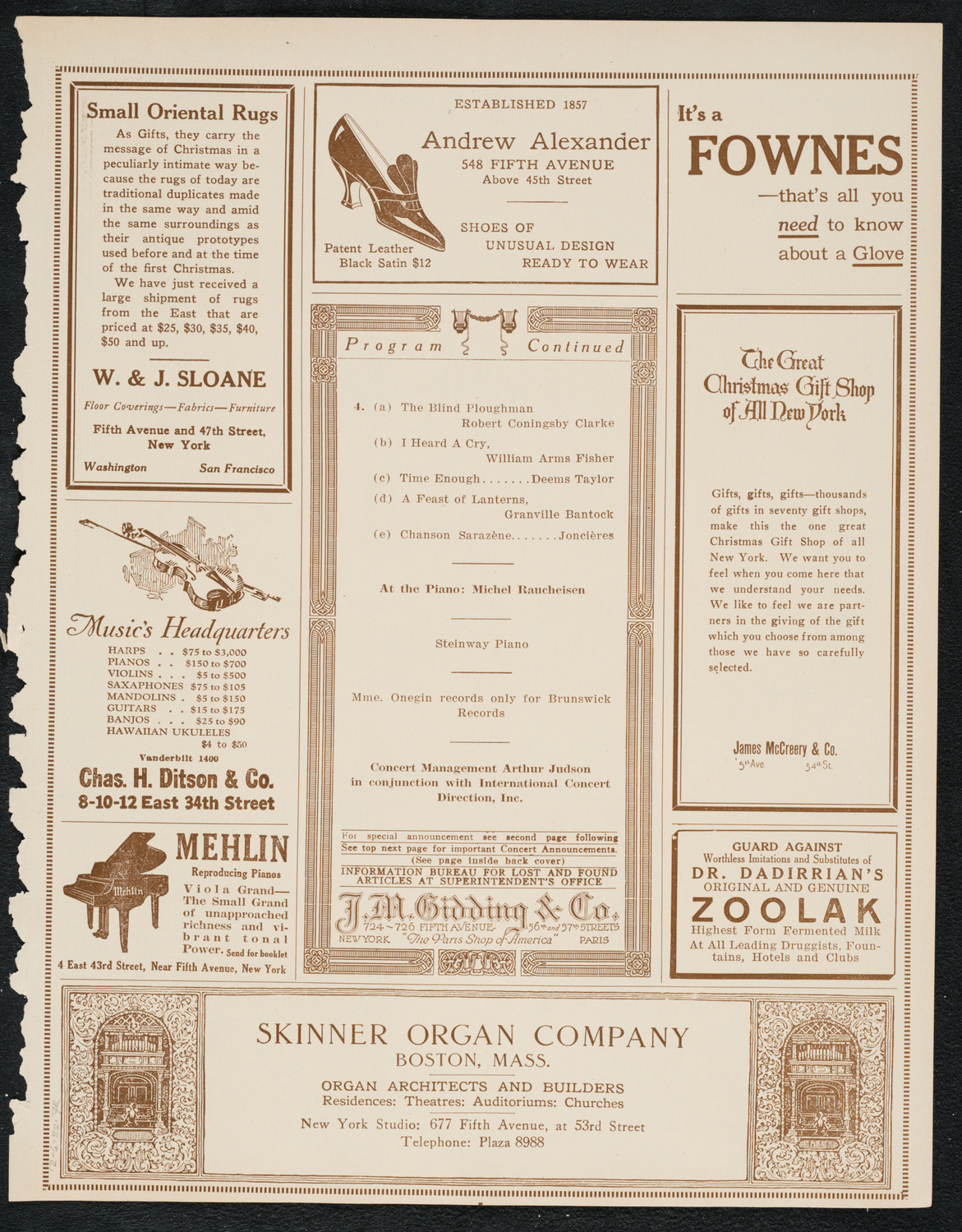 Sigrid Onégin, Contralto, December 6, 1922, program page 7
