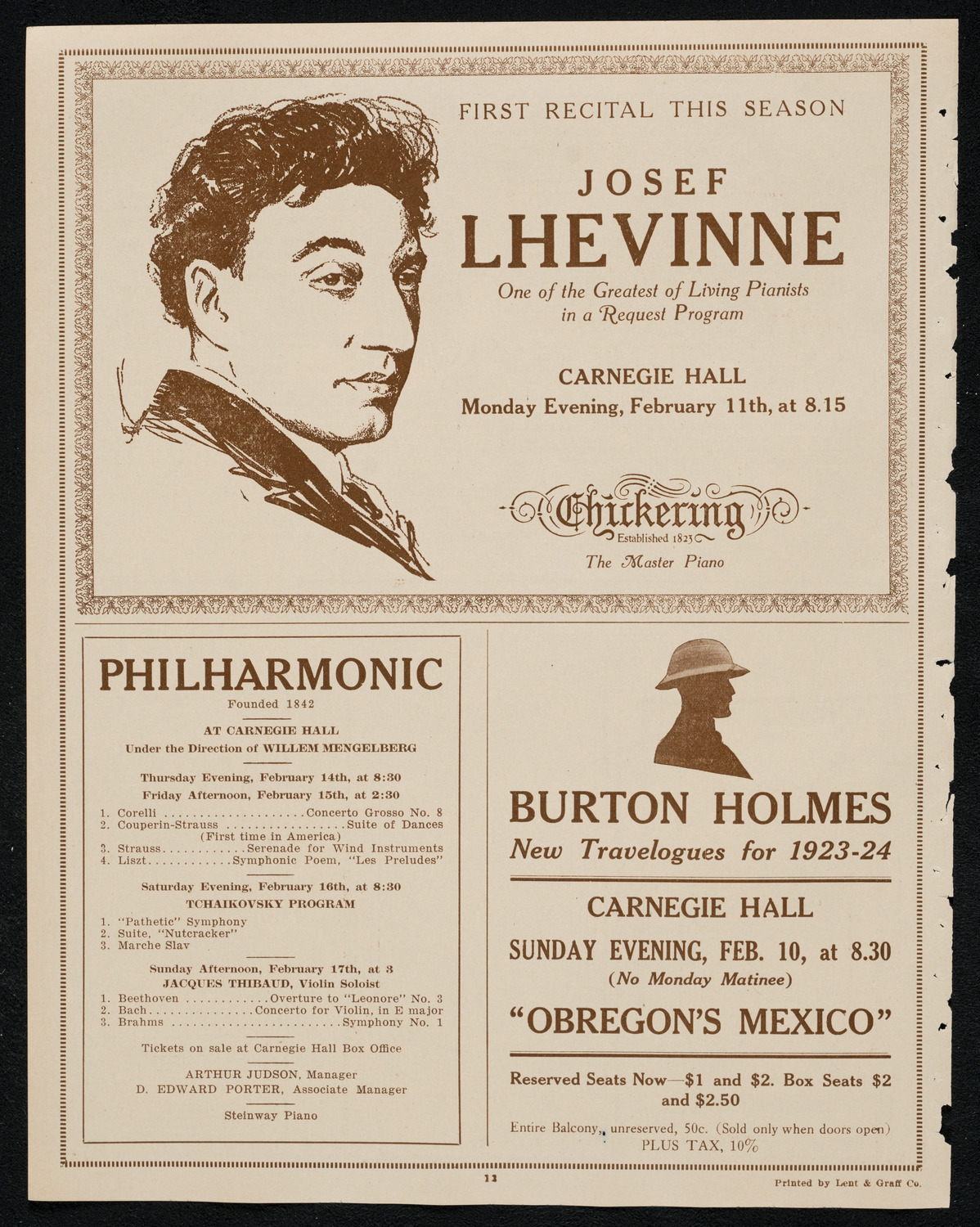 New York Philharmonic, February 10, 1924, program page 12
