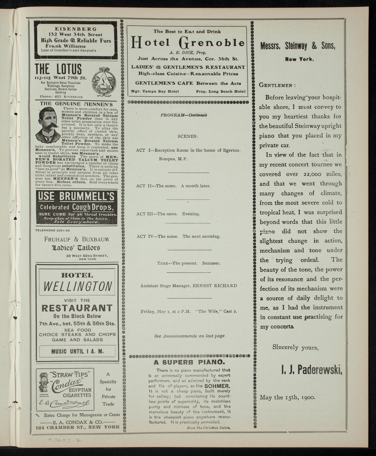 American Academy of Dramatic Arts, April 30, 1903, program page 3