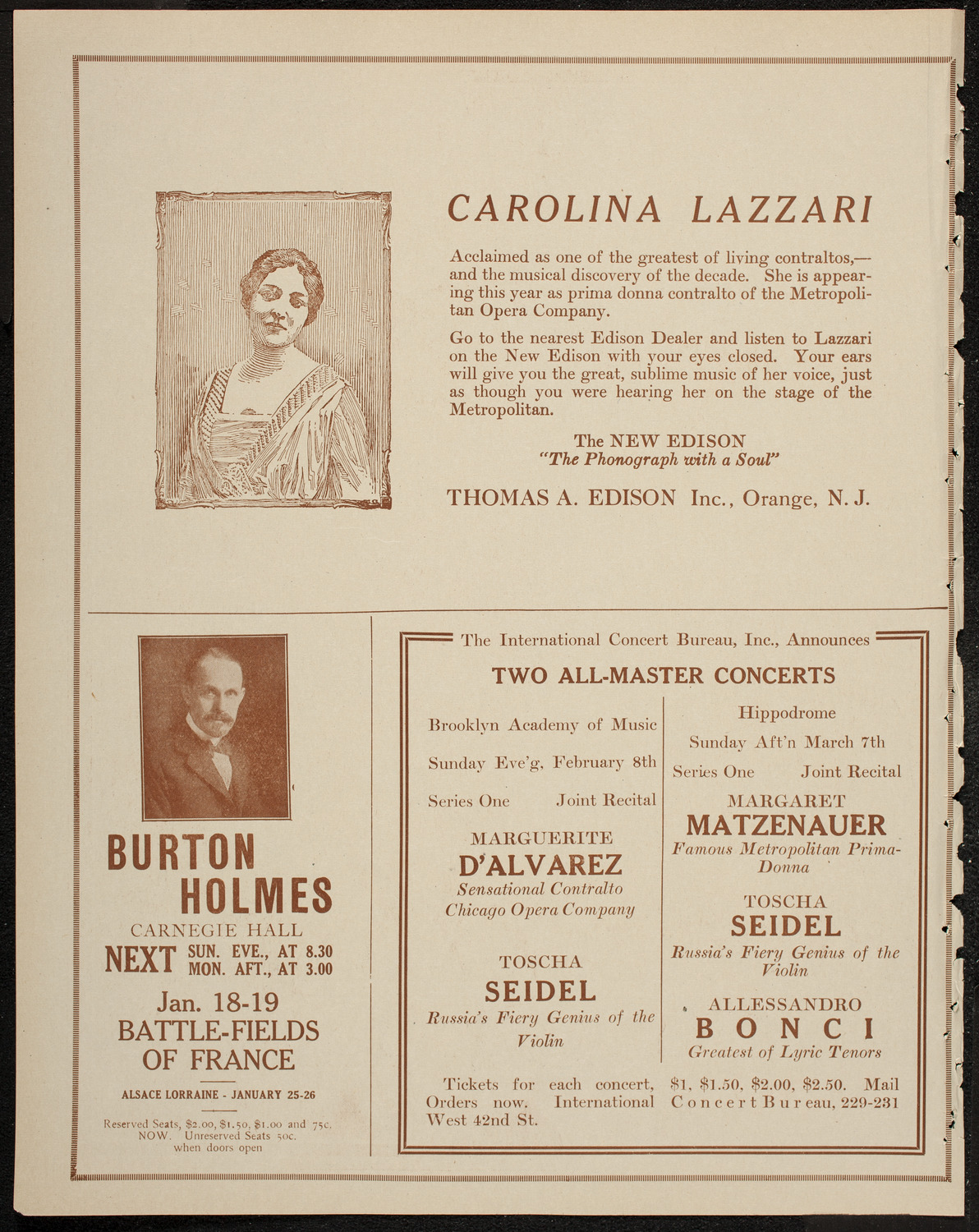 Gala Benefit Concert for New York Probation and Protective Association and Girls' Protective League, January 13, 1920, program page 2