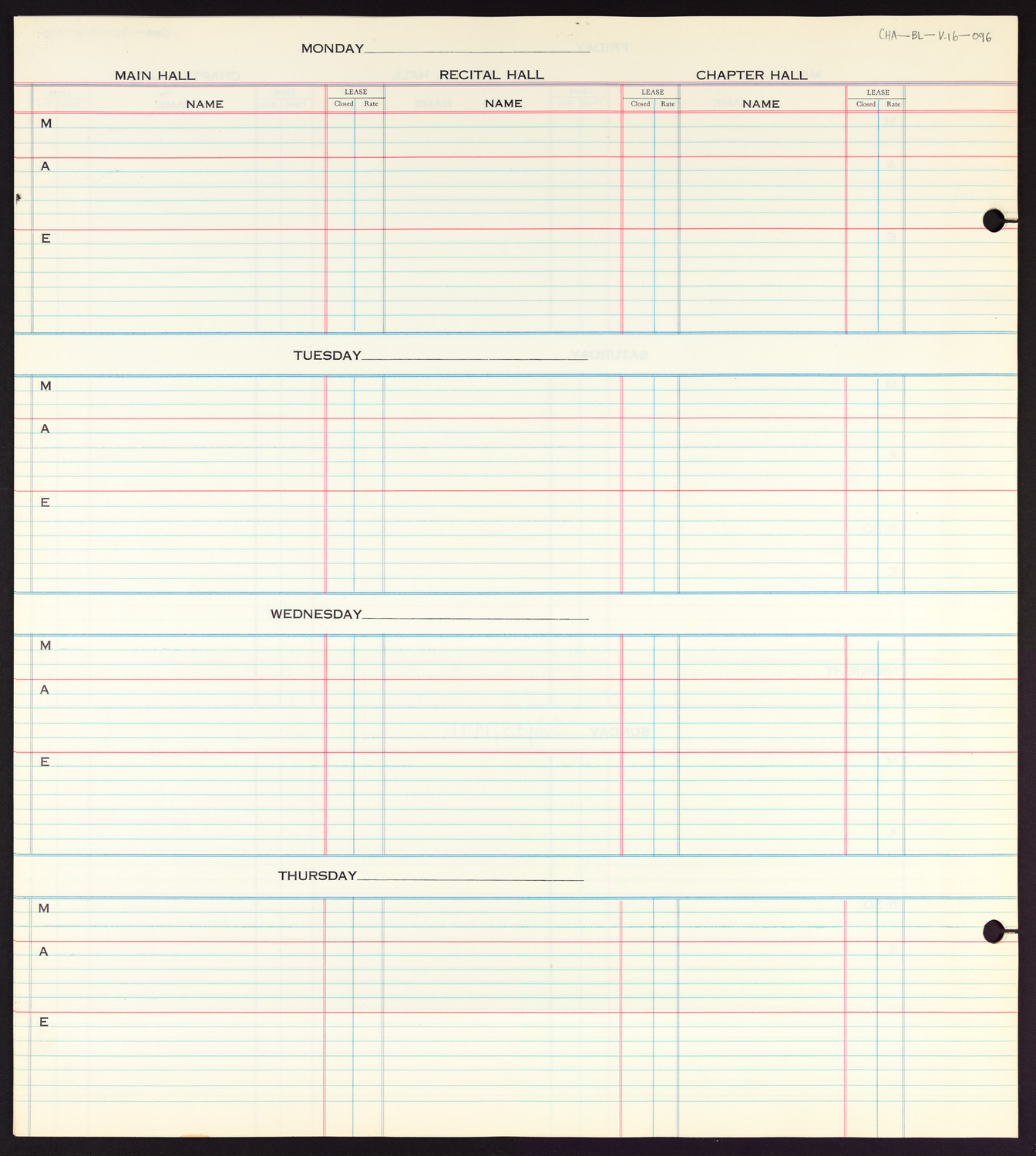 Carnegie Hall Booking Ledger, volume 16, page 96