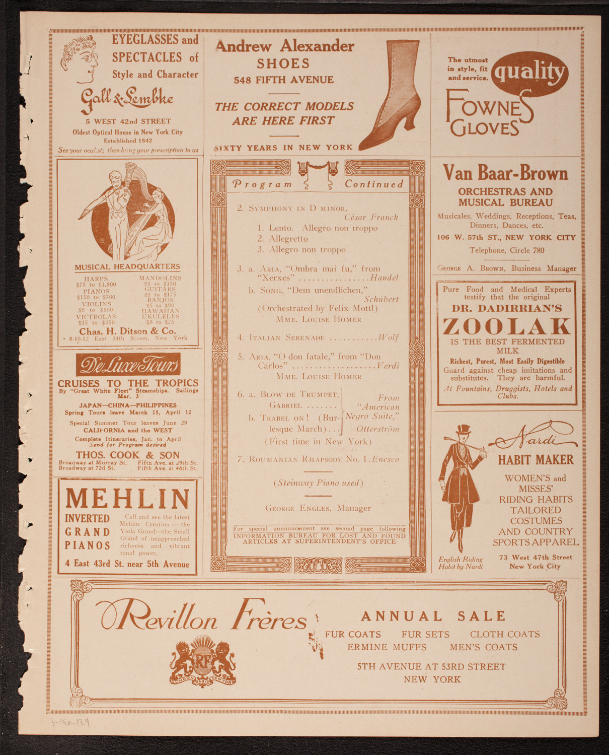 New York Symphony Orchestra, March 15, 1917, program page 7