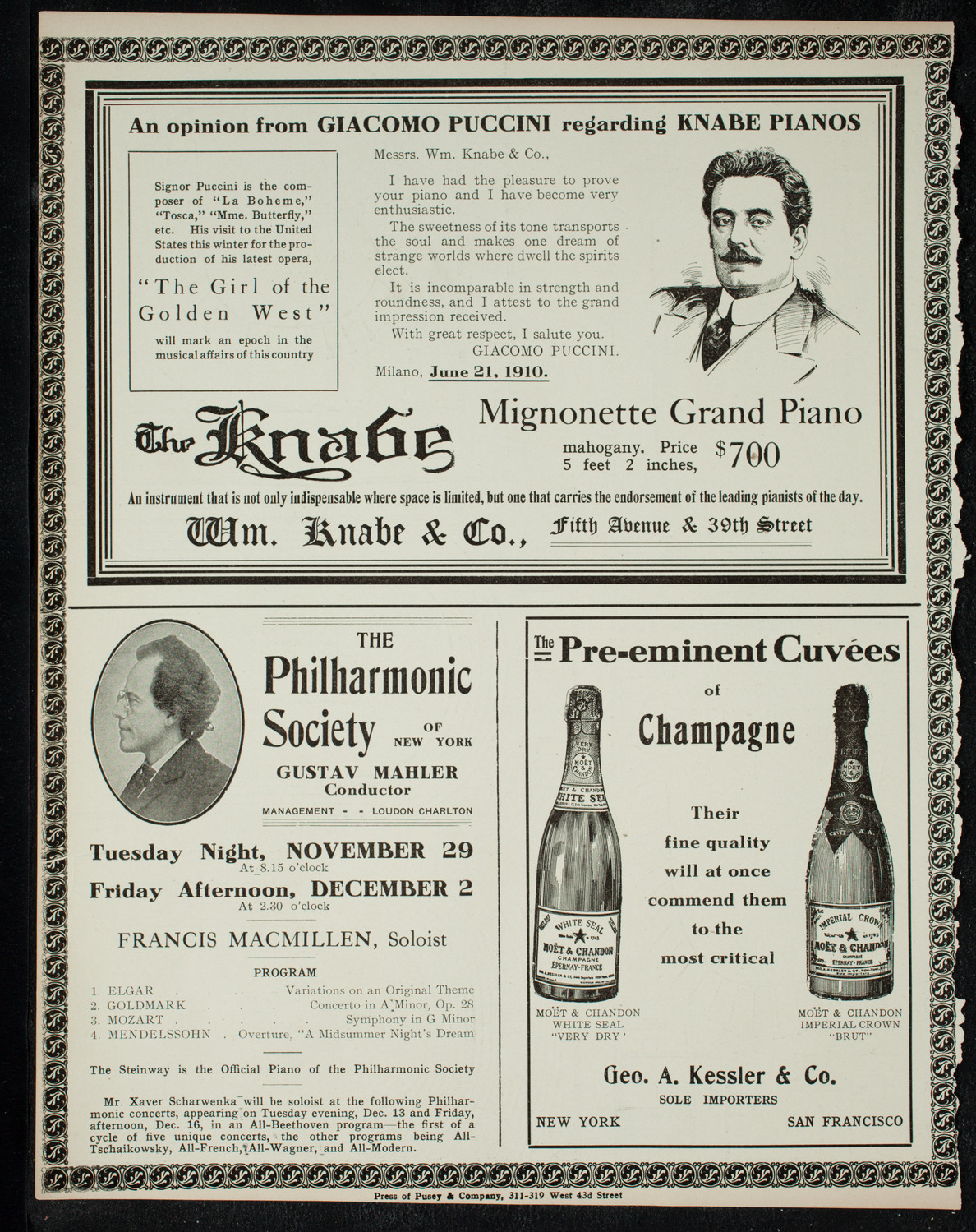 New York Philharmonic, November 27, 1910, program page 12