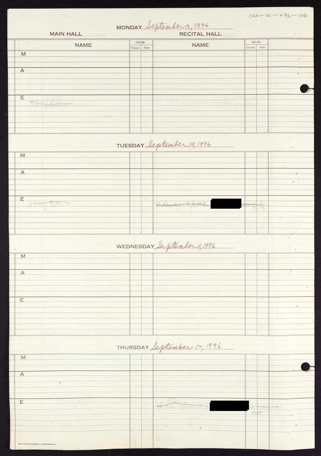 Carnegie Hall Booking Ledger, volume 42, page 6