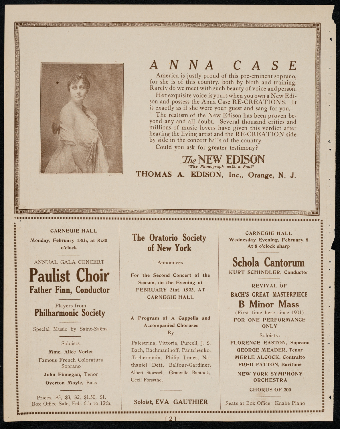 New York Symphony Orchestra, February 3, 1922, program page 2