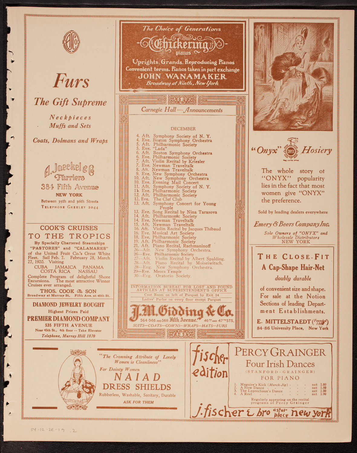 Philadelphia Orchestra, December 2, 1919, program page 3