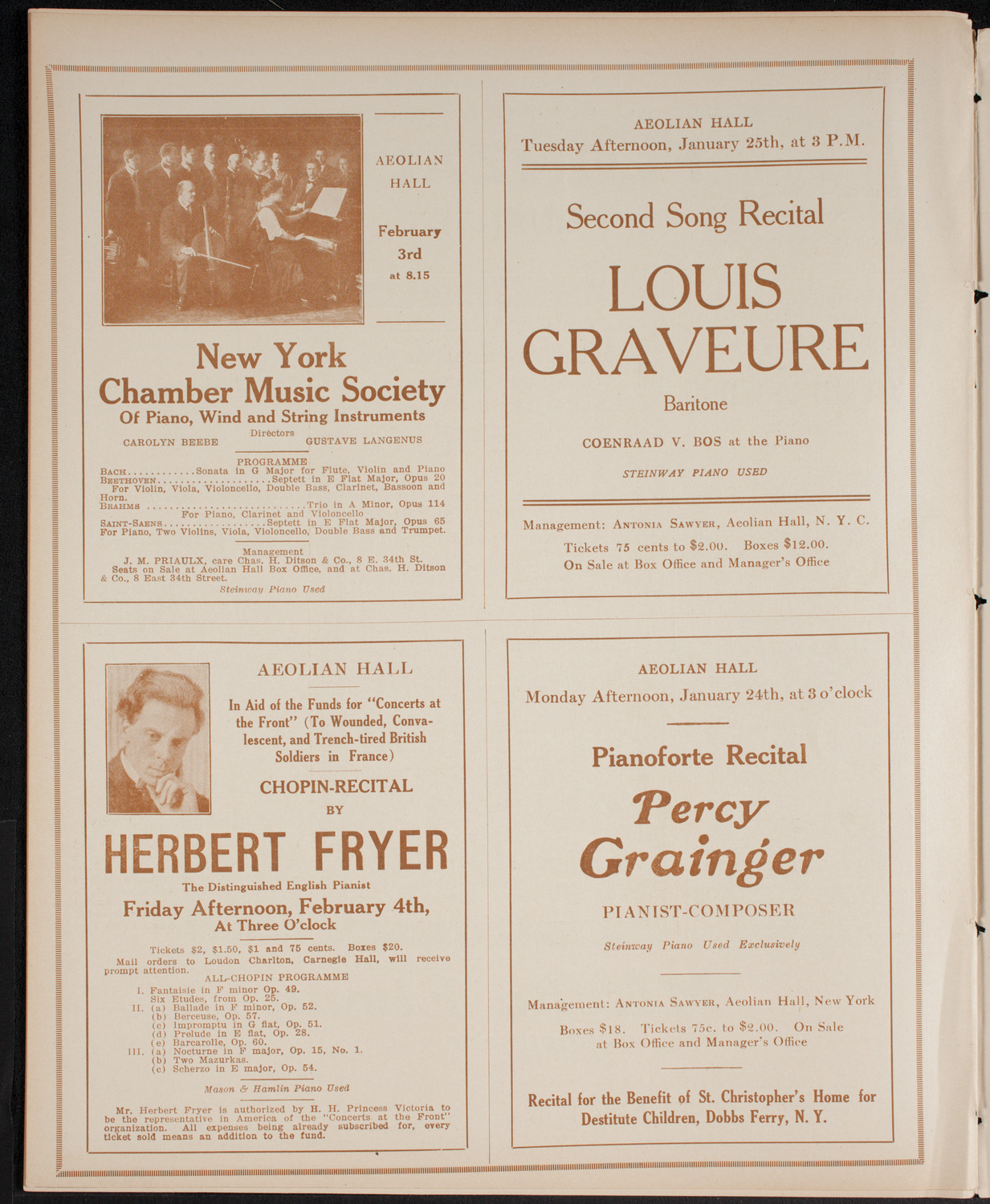 New York Philharmonic, January 20, 1916, program page 10
