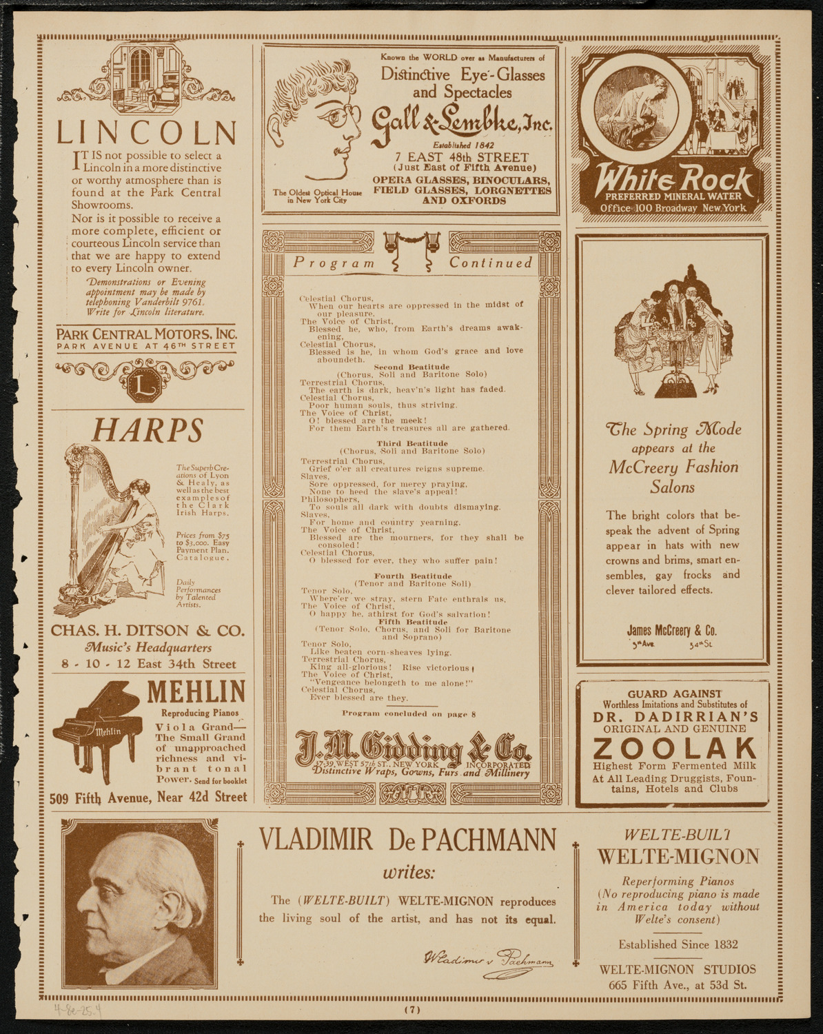 Oratorio Society of New York, April 8, 1925, program page 7