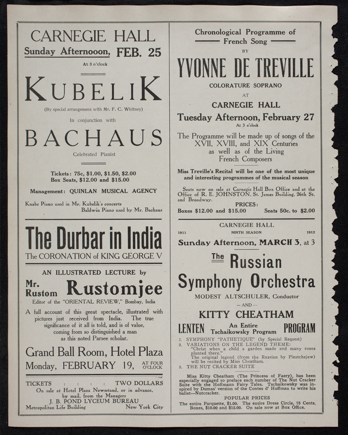 New York Philharmonic, February 15, 1912, program page 10