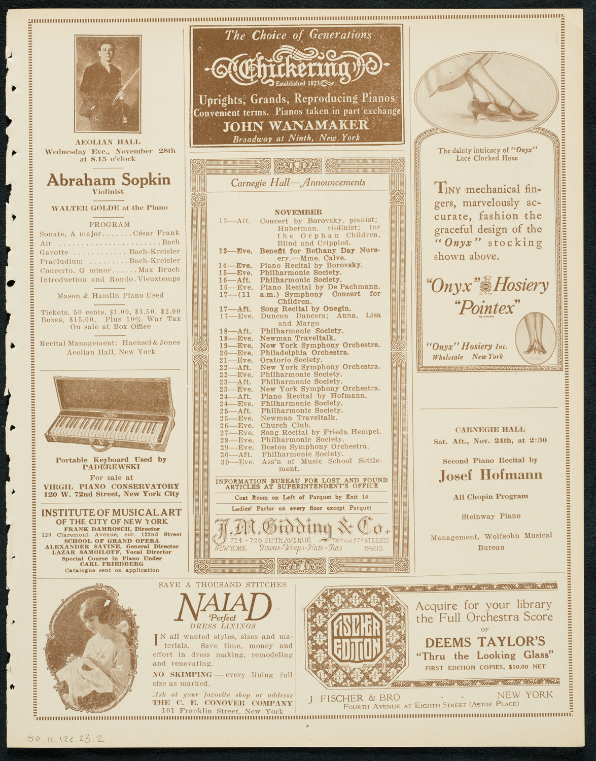 New York Philharmonic Students' Concert, November 12, 1923, program page 3