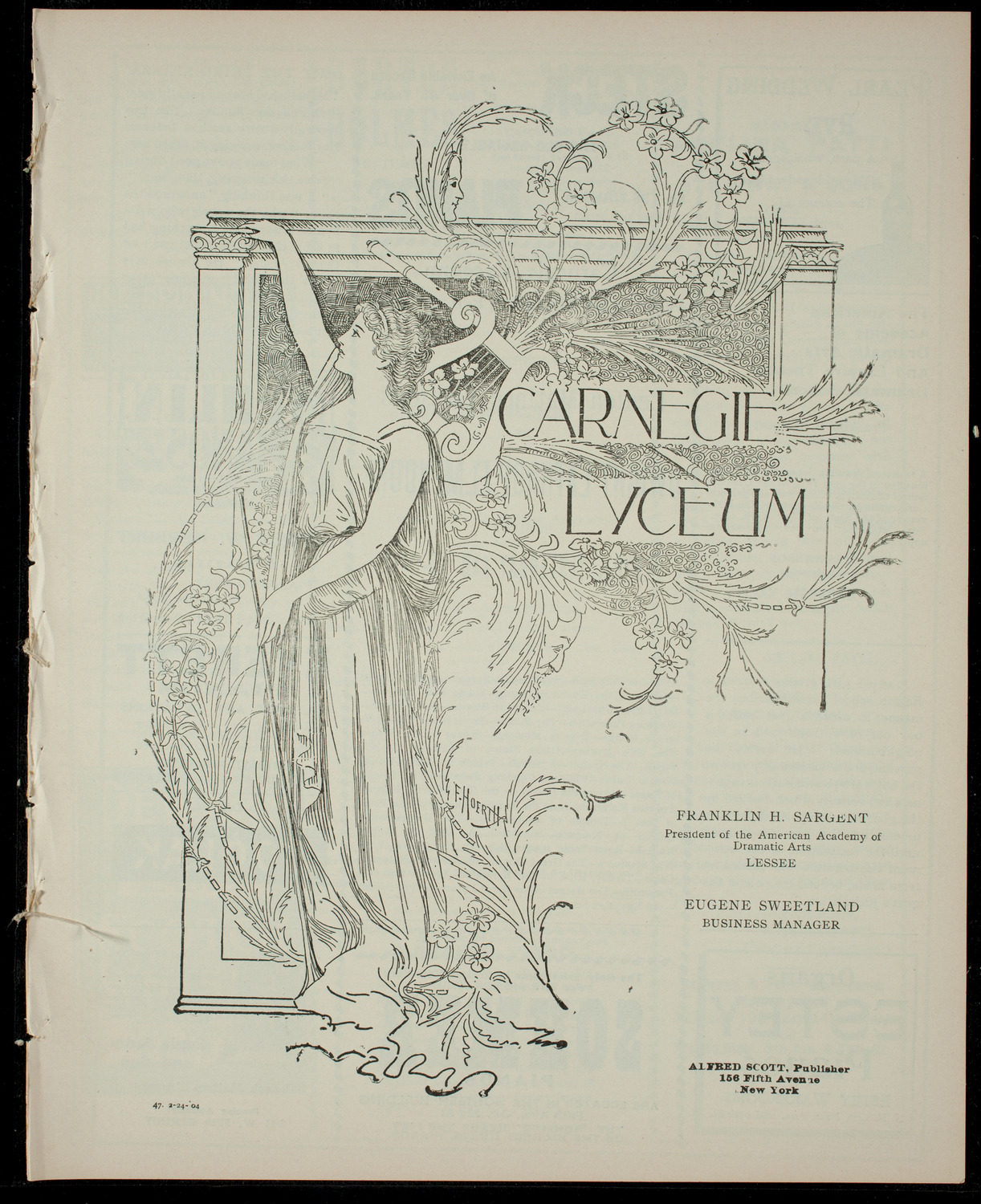 Elmendorf Lecture: Egypt, Yesterday and To-Day, February 24, 1904, program page 1