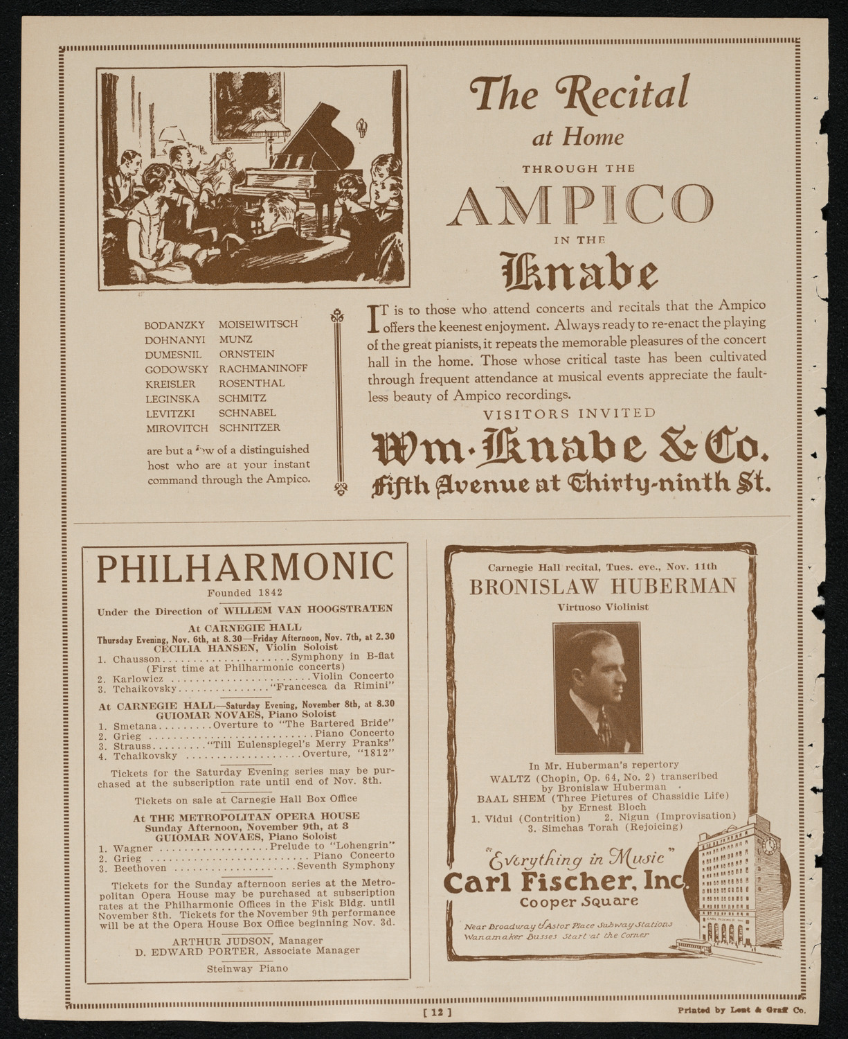 Zlatko Balokovic, Violin, November 4, 1924, program page 12
