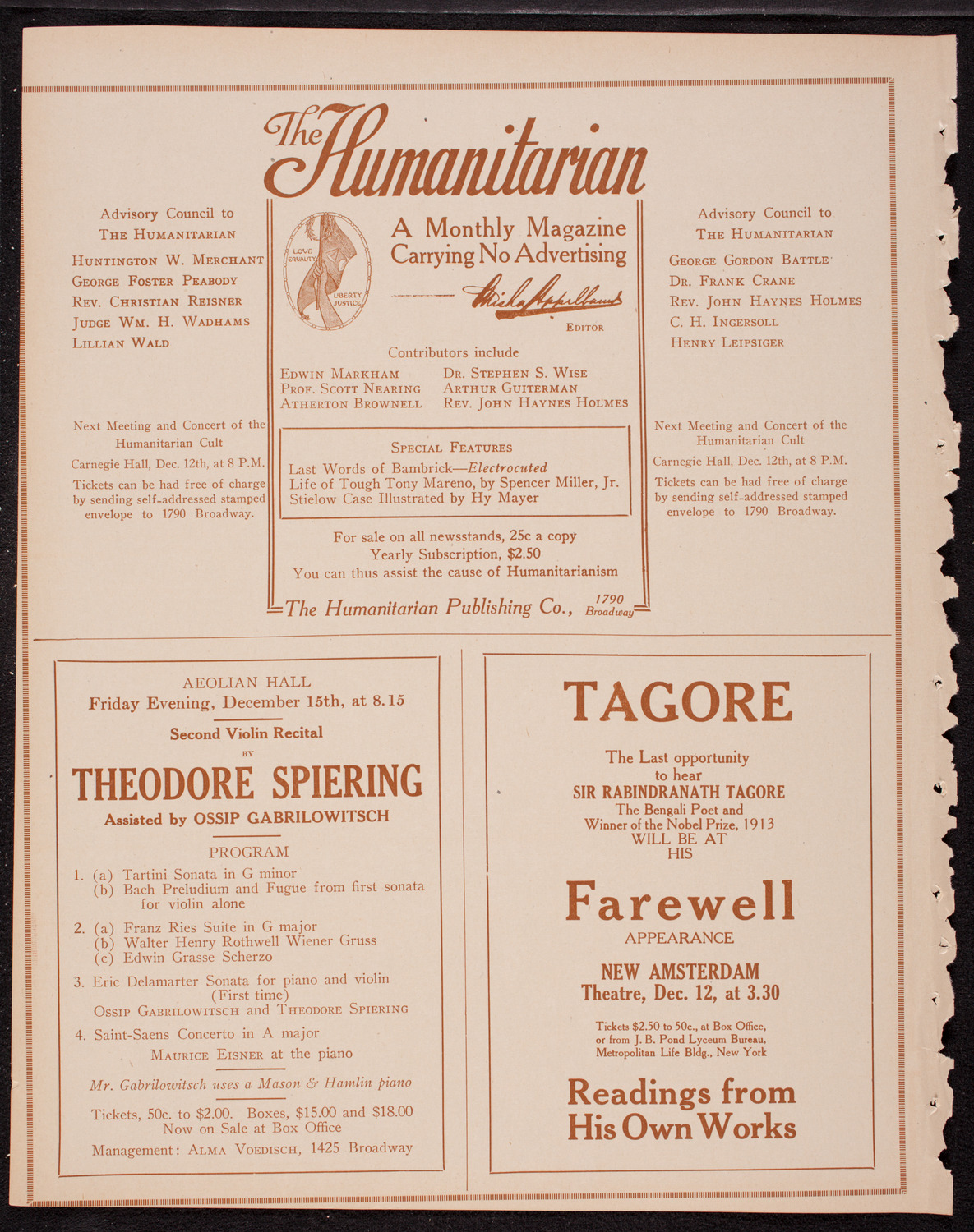 New York Banks' Glee Club, December 11, 1916, program page 10