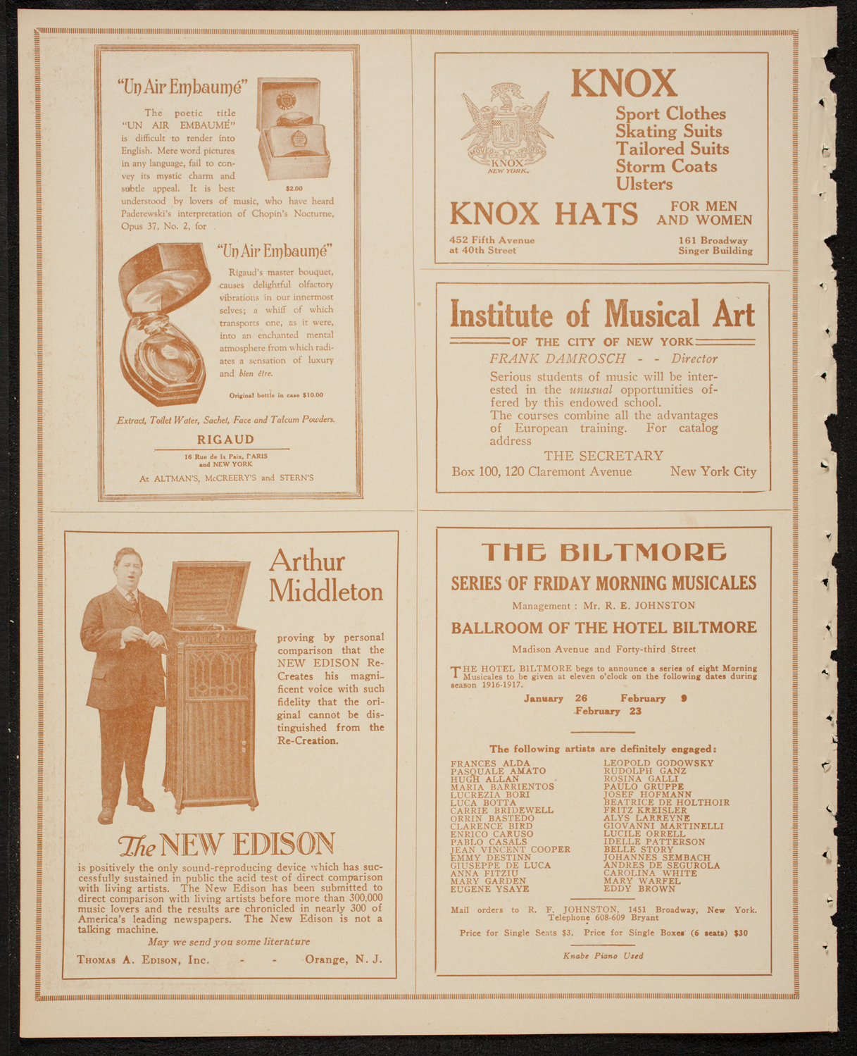 Lecture by Count Ilya Tolstoy, January 19, 1917, program page 2