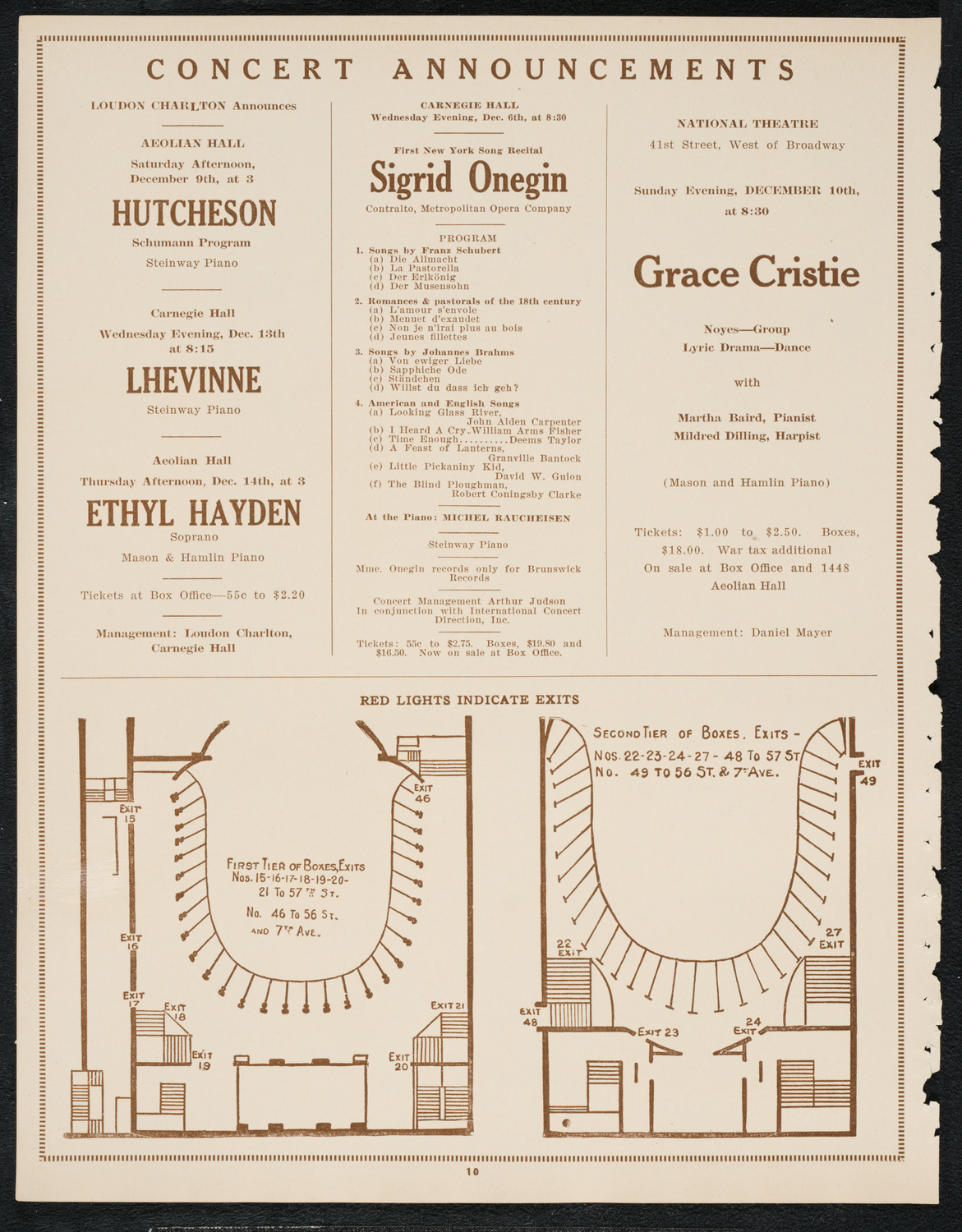 Fyodor Chaliapin, Tenor, December 5, 1922, program page 10