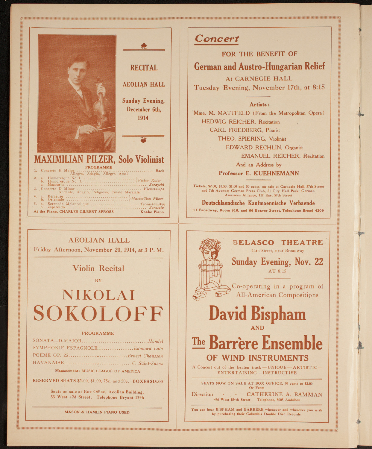 Co-Operative Symphony Orchestra, November 14, 1914, program page 10