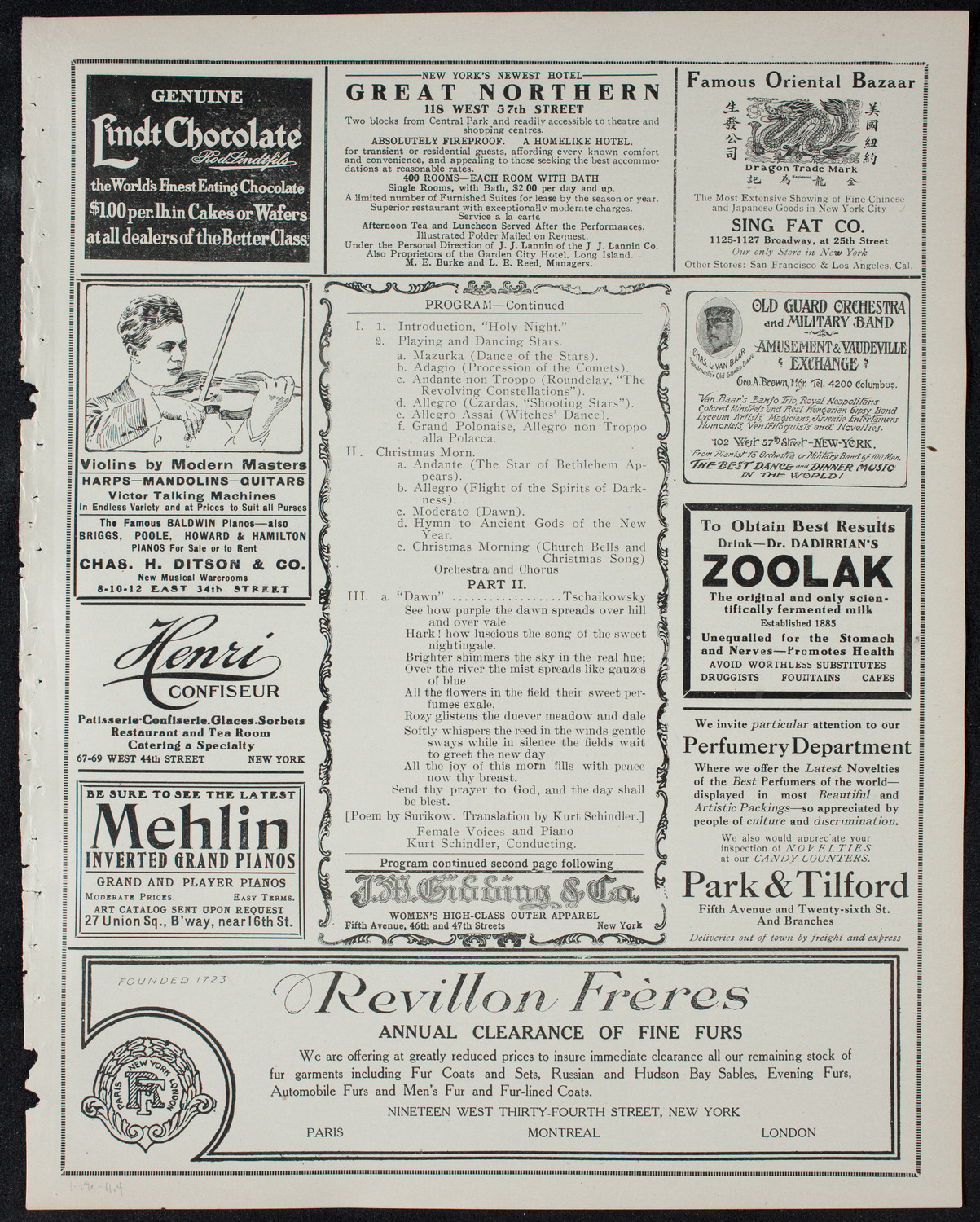 Russian Symphony Society of New York, January 19, 1911, program page 7