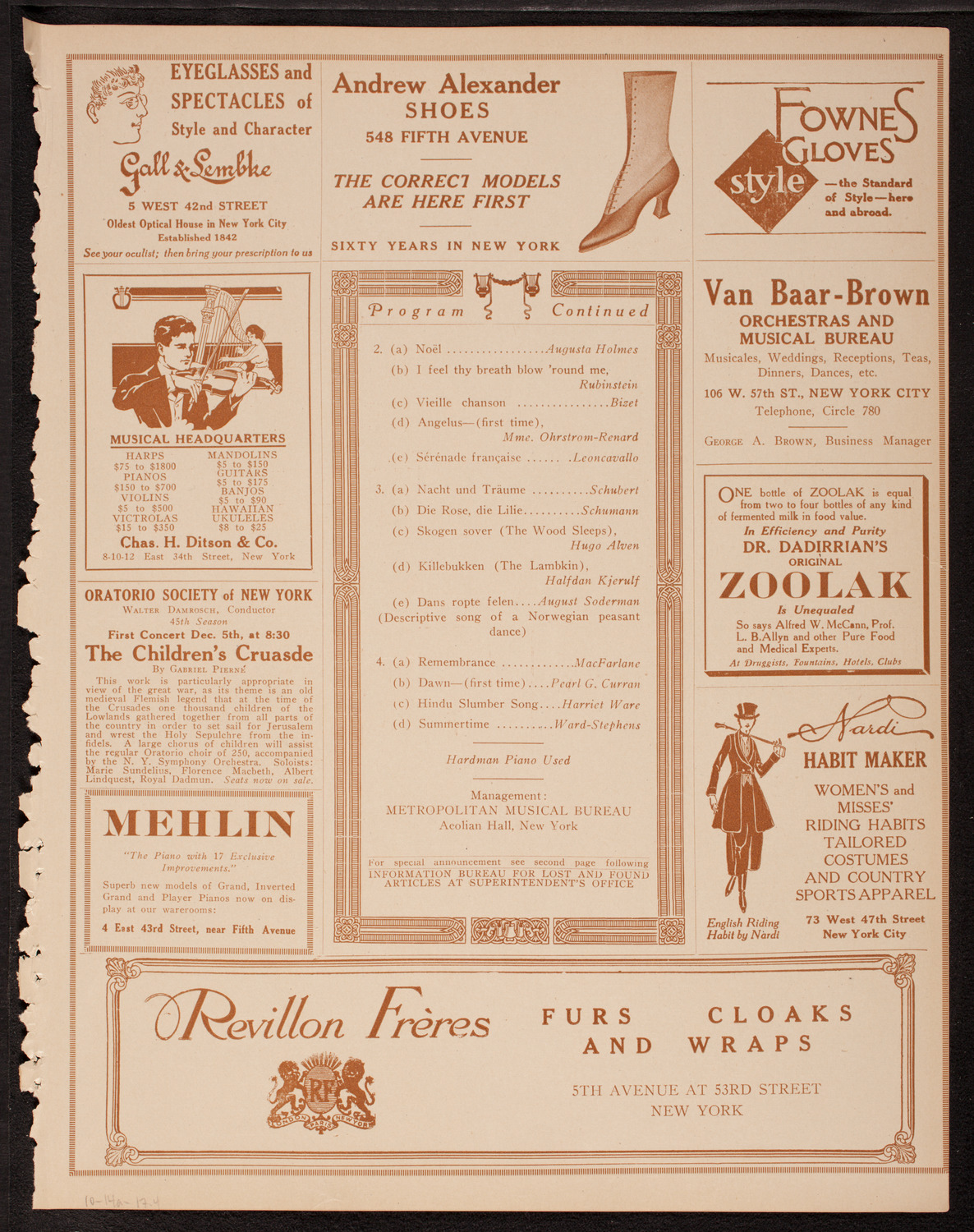 Anna Case, Soprano, October 14, 1917, program page 7