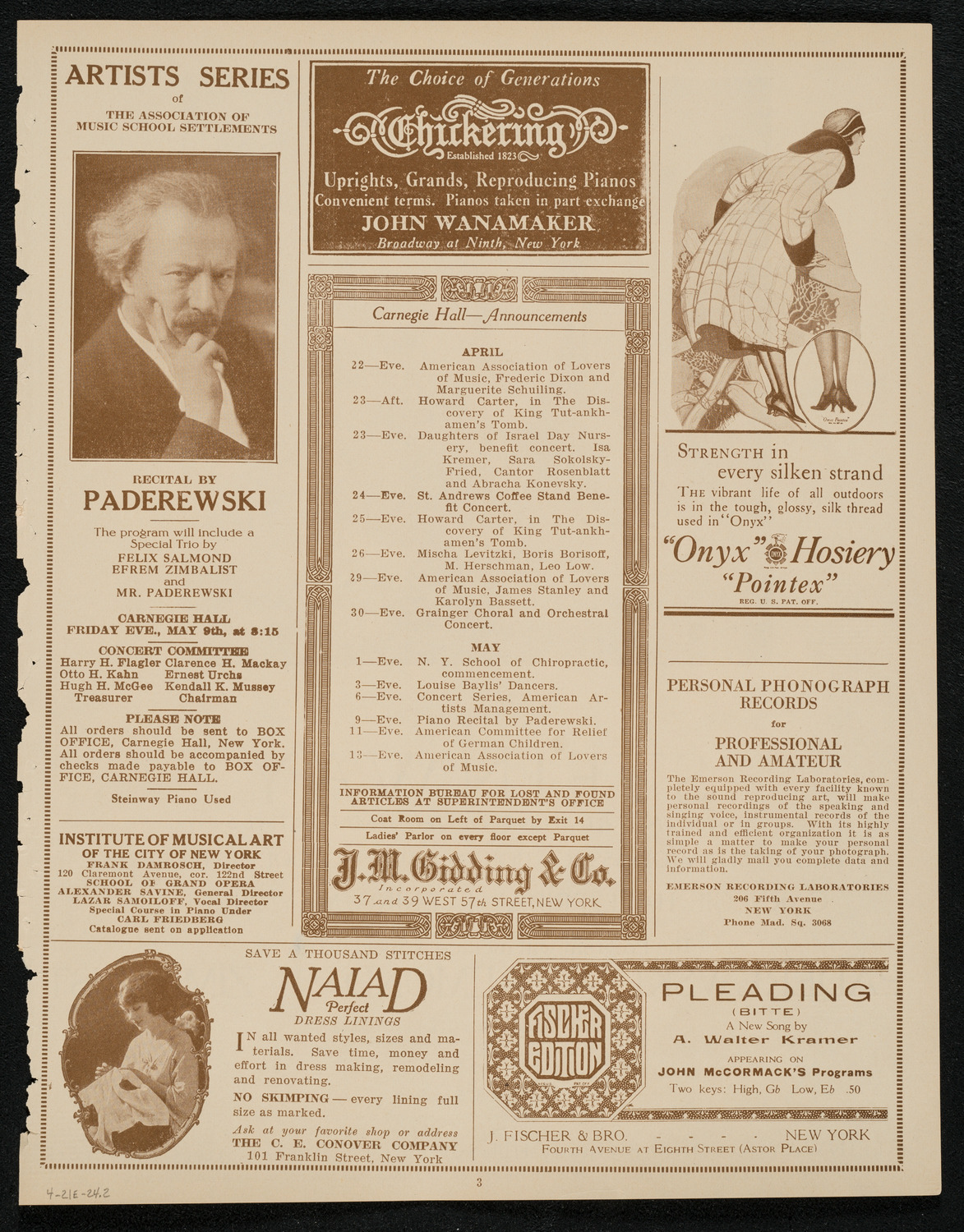 Paul Whiteman and His Orchestra, April 21, 1924, program page 3